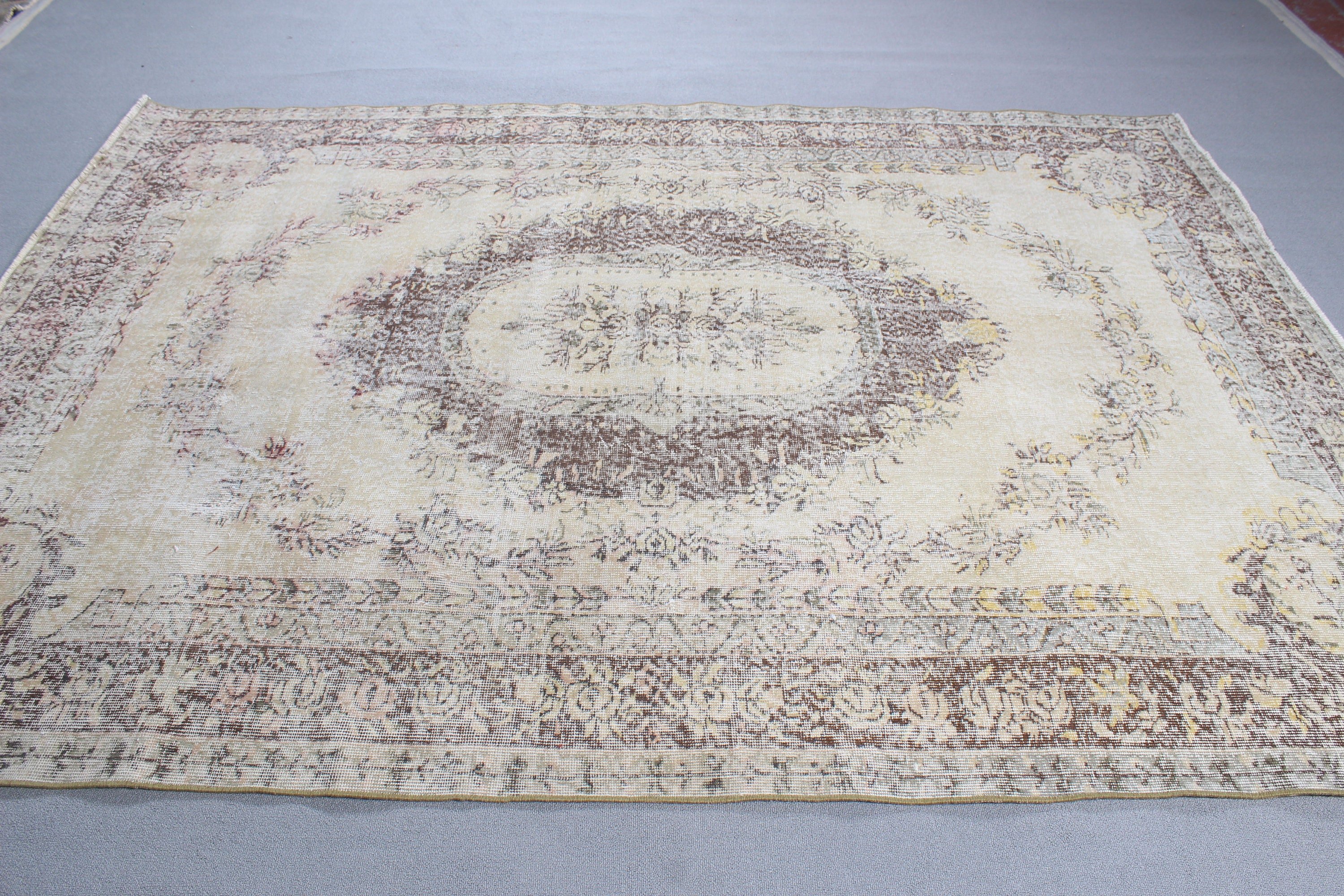 Luxury Rugs, Salon Rugs, Living Room Rugs, 6.7x9.3 ft Large Rugs, Turkish Rugs, Moroccan Rug, Vintage Rugs, Neutral Rugs, Beige Boho Rugs