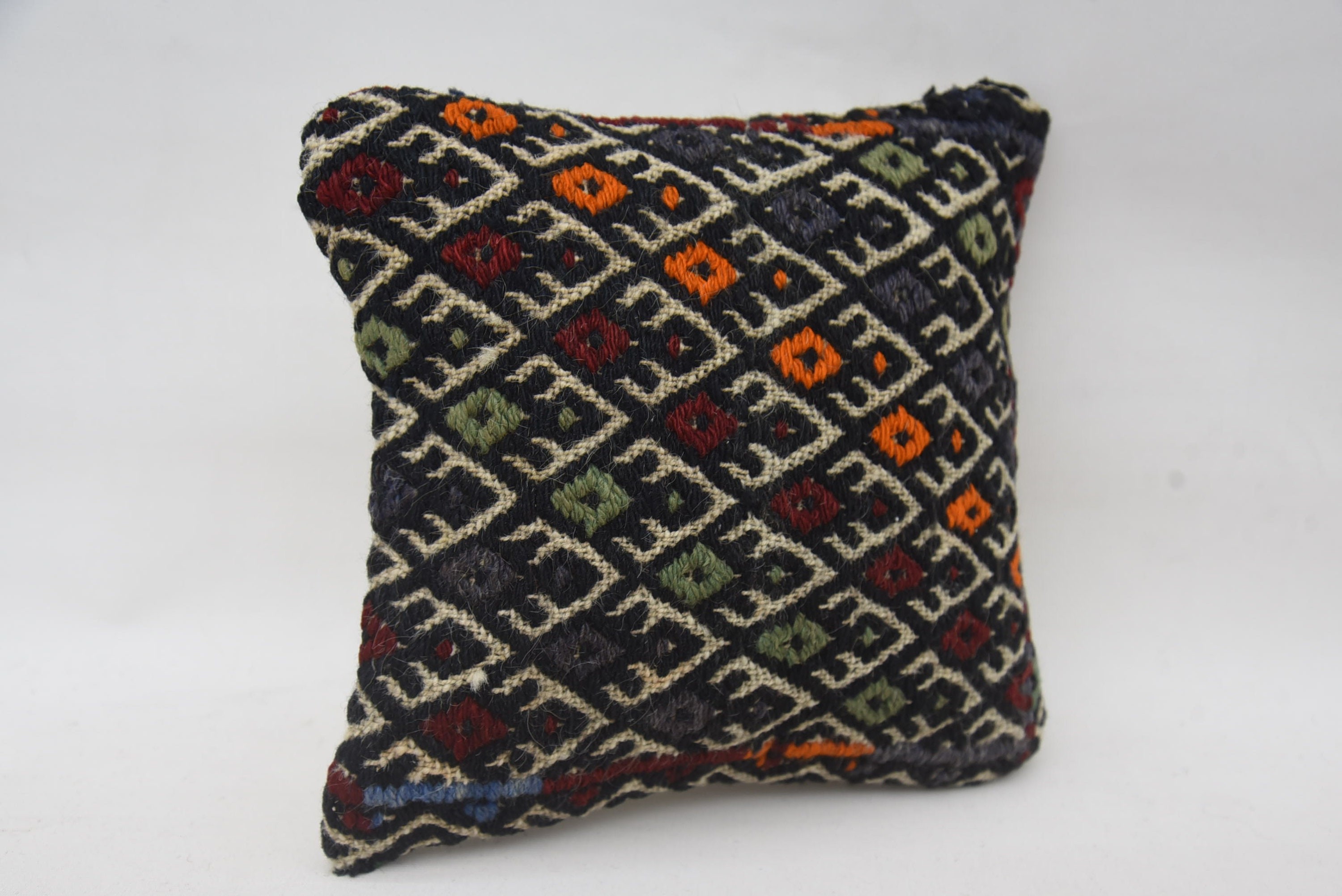 One Of A Kind Pillow Case, 12"x12" Red Cushion, Interior Designer Pillow, Pillow for Couch, Handmade Kilim Cushion