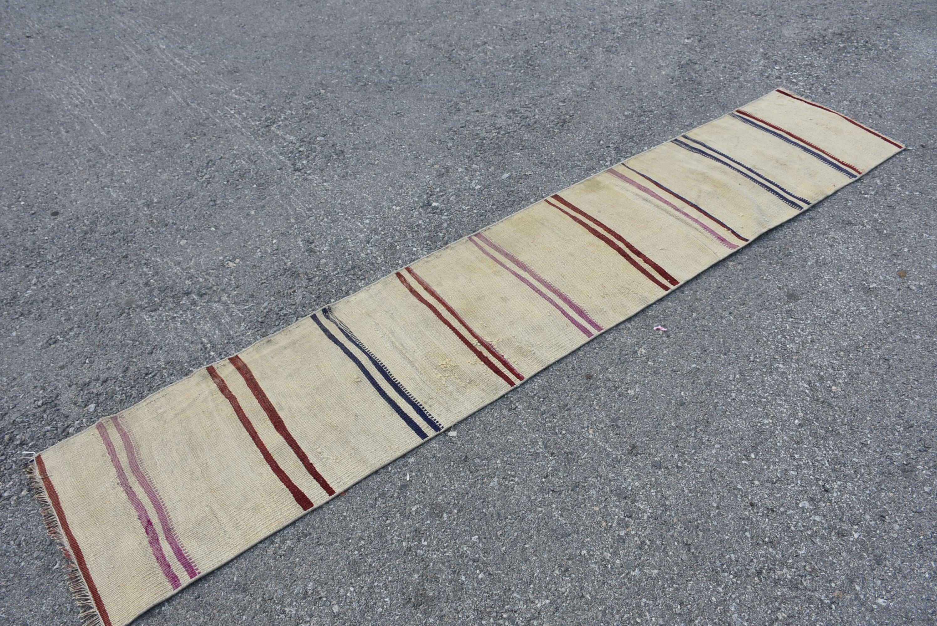 Yün Halı, Eski Halı, Türk Halıları, Beyaz Ev Dekorasyonu Halısı, Kilim, Vintage Halılar, Koridor Halısı, 1.6x8.4 ft Runner Halıları, Merdiven Halıları