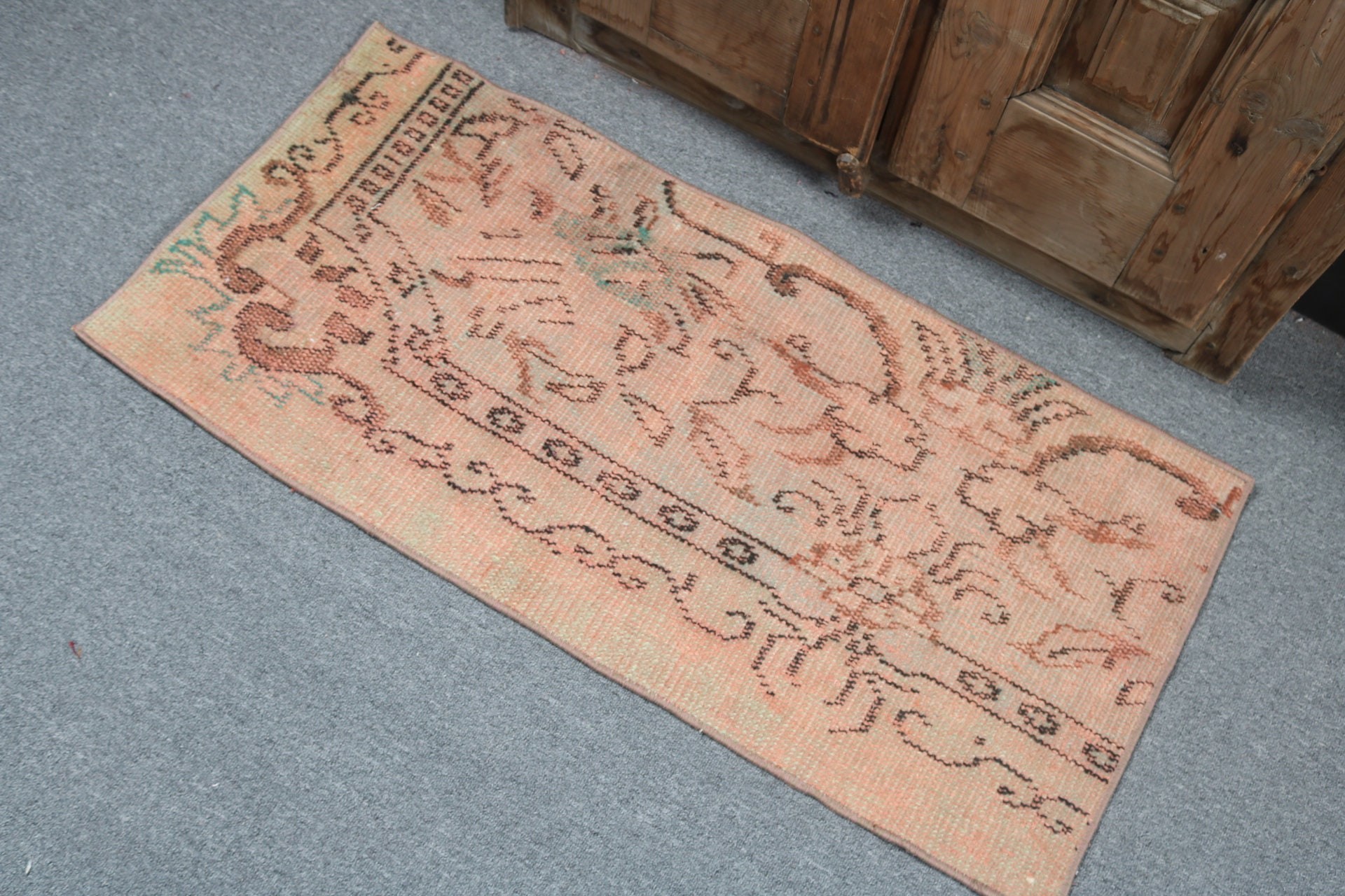 Fas Halısı, Estetik Halı, Türk Halısı, Turuncu Soğuk Halı, Vintage Halı, Mutfak Halıları, 1.6x3.3 ft Küçük Halı, Duvara Asılı Halılar, Giriş Halıları