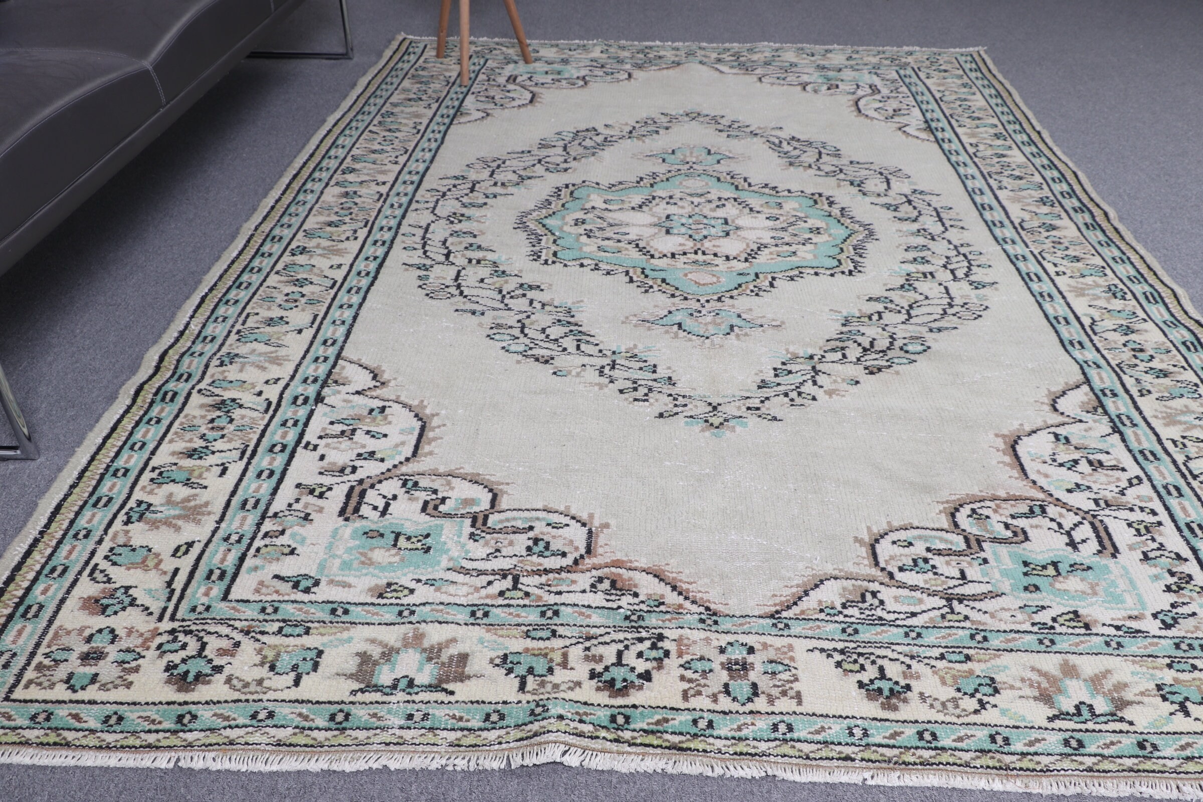 Green Floor Rug, Wool Rug, Bedroom Rug, Turkish Rugs, Rugs for Dining Room, Antique Rugs, Vintage Rug, Salon Rug, 5.8x8.7 ft Large Rug