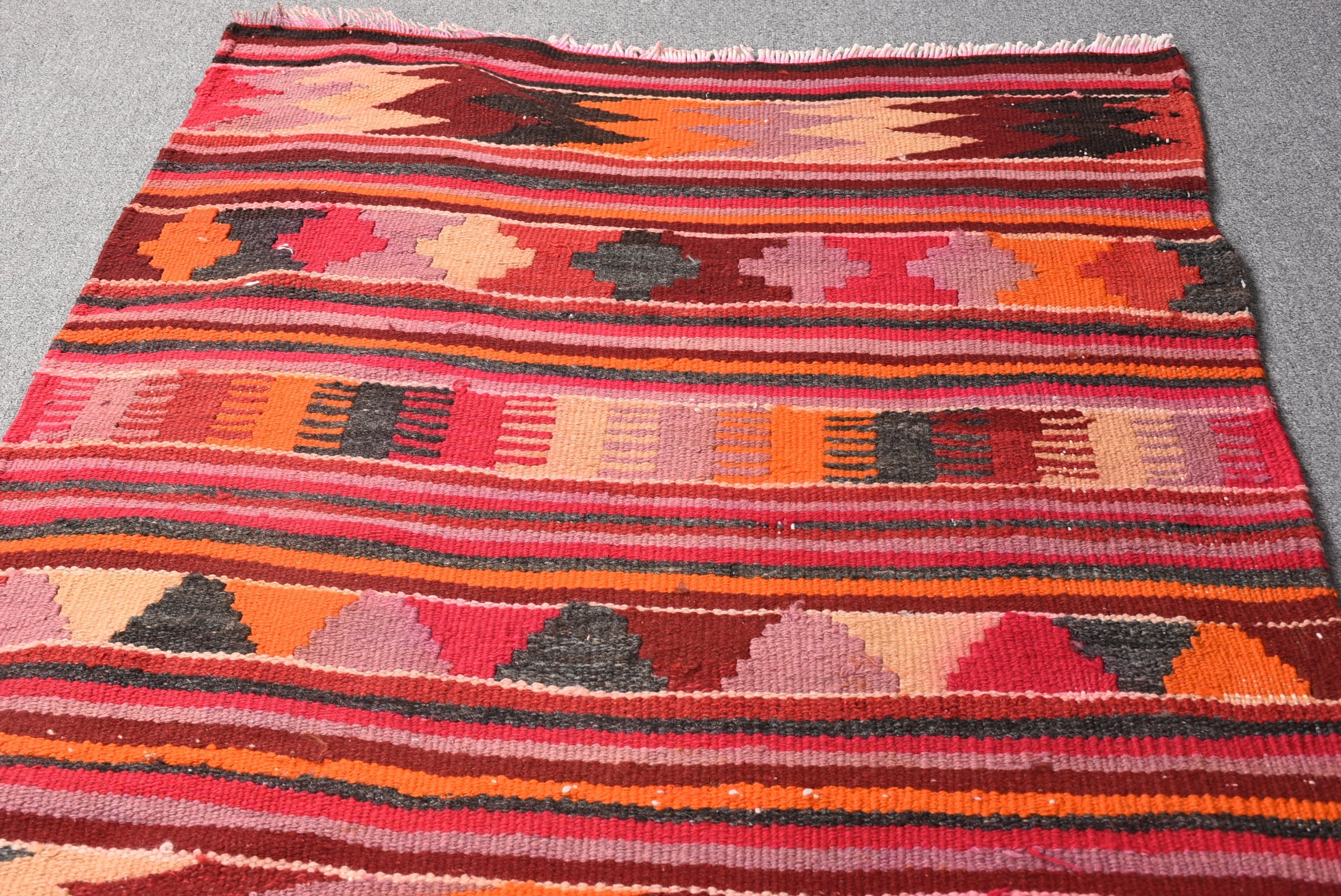 Kilim, Merdiven Halıları, Etnik Halılar, Oushak Halısı, Merdiven Halıları, Vintage Halı, Kırmızı 3.3x9.9 ft Runner Halısı, Türk Halısı, Yatak Odası Halıları