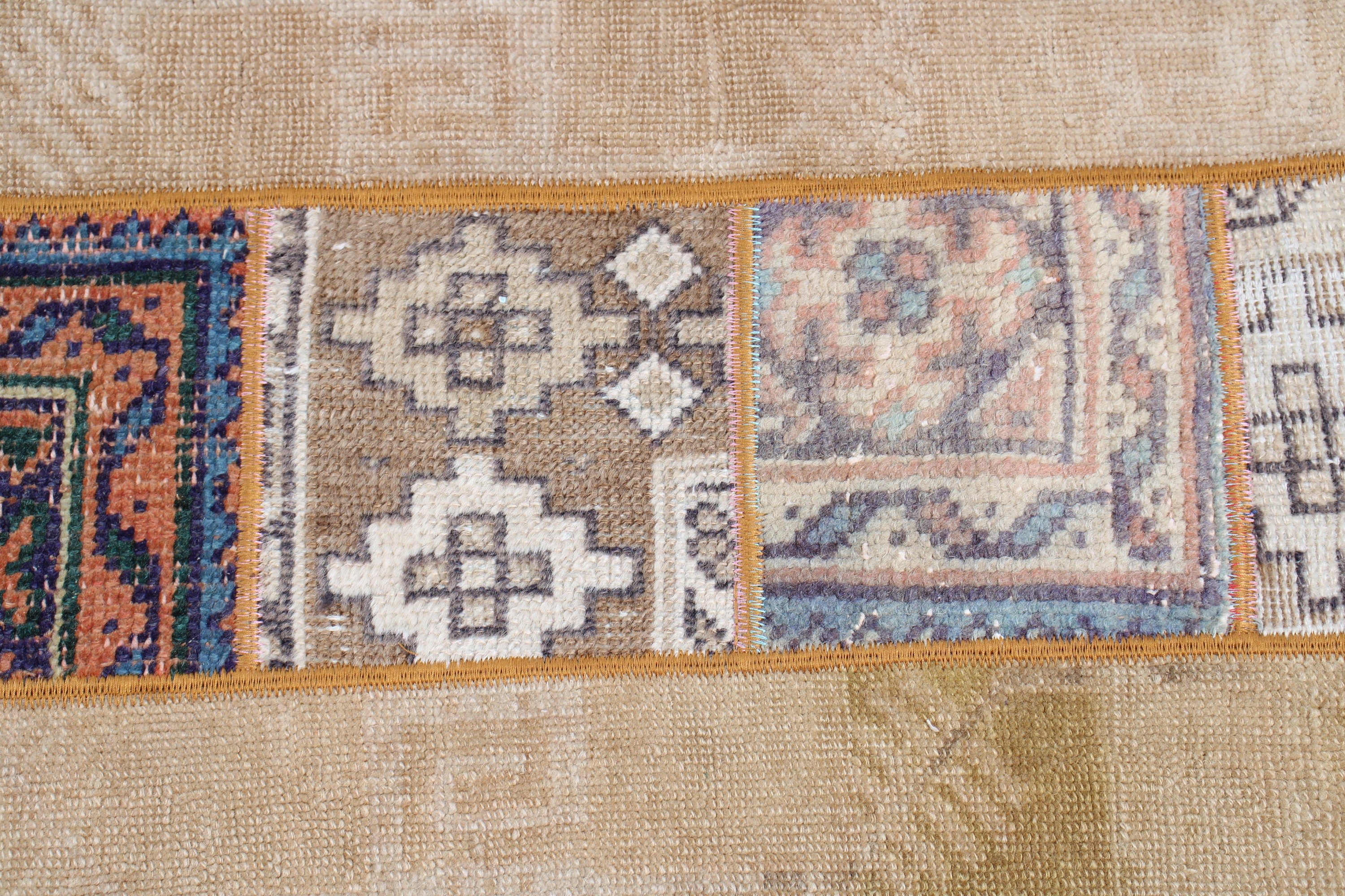 Floor Rugs, Brown Oriental Rug, Artistic Rugs, Statement Rug, 1.5x3.9 ft Small Rugs, Vintage Rug, Small Boho Rug, Turkish Rugs, Bedroom Rug