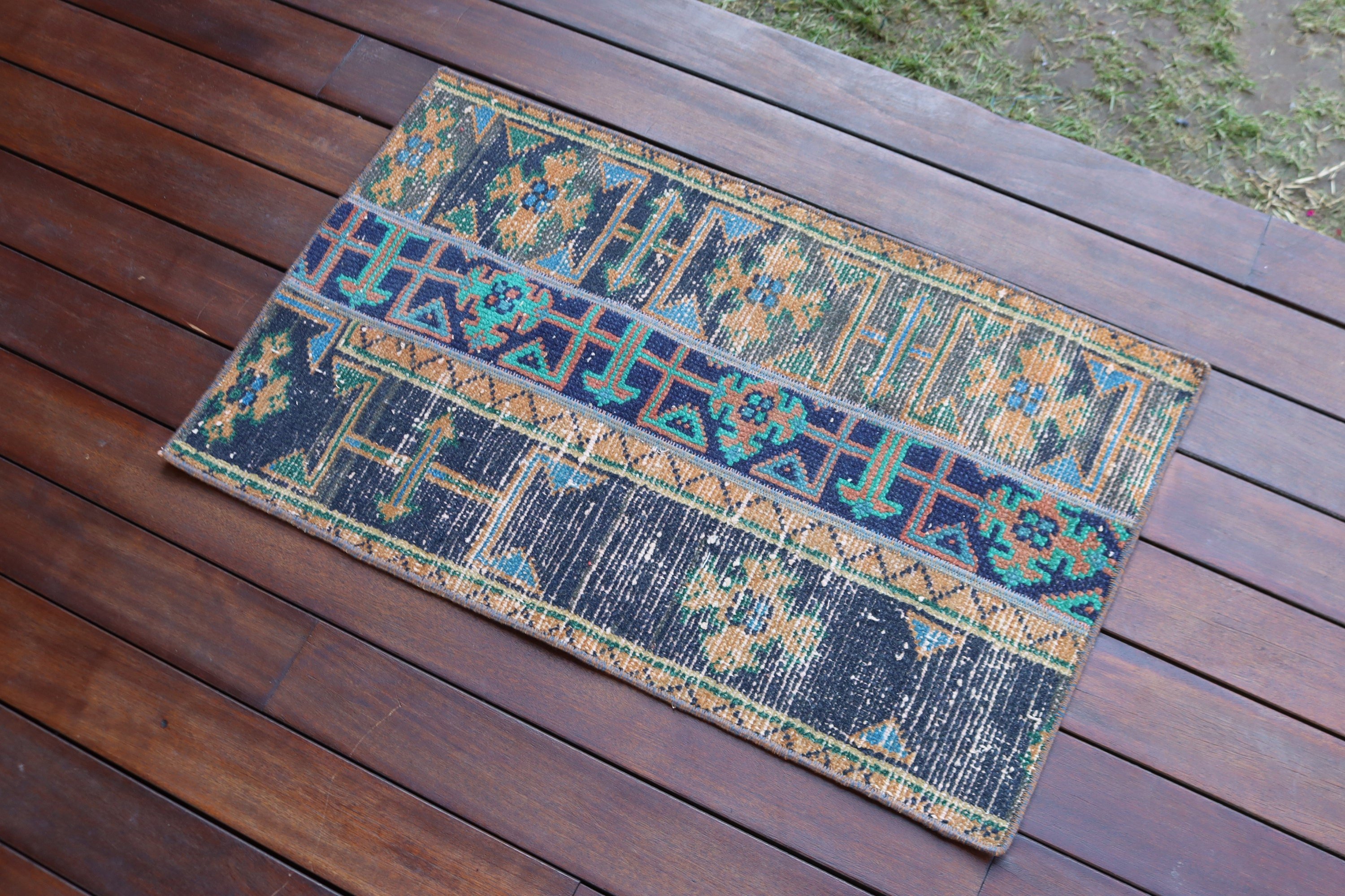 Yatak Odası Halısı, Küçük Boho Halıları, Vintage Halı, Araba Paspas Halısı, Mavi Yatak Odası Halıları, Yün Halı, 1.4x2.6 ft Küçük Halılar, Kapı Paspası Halıları, Türk Halısı