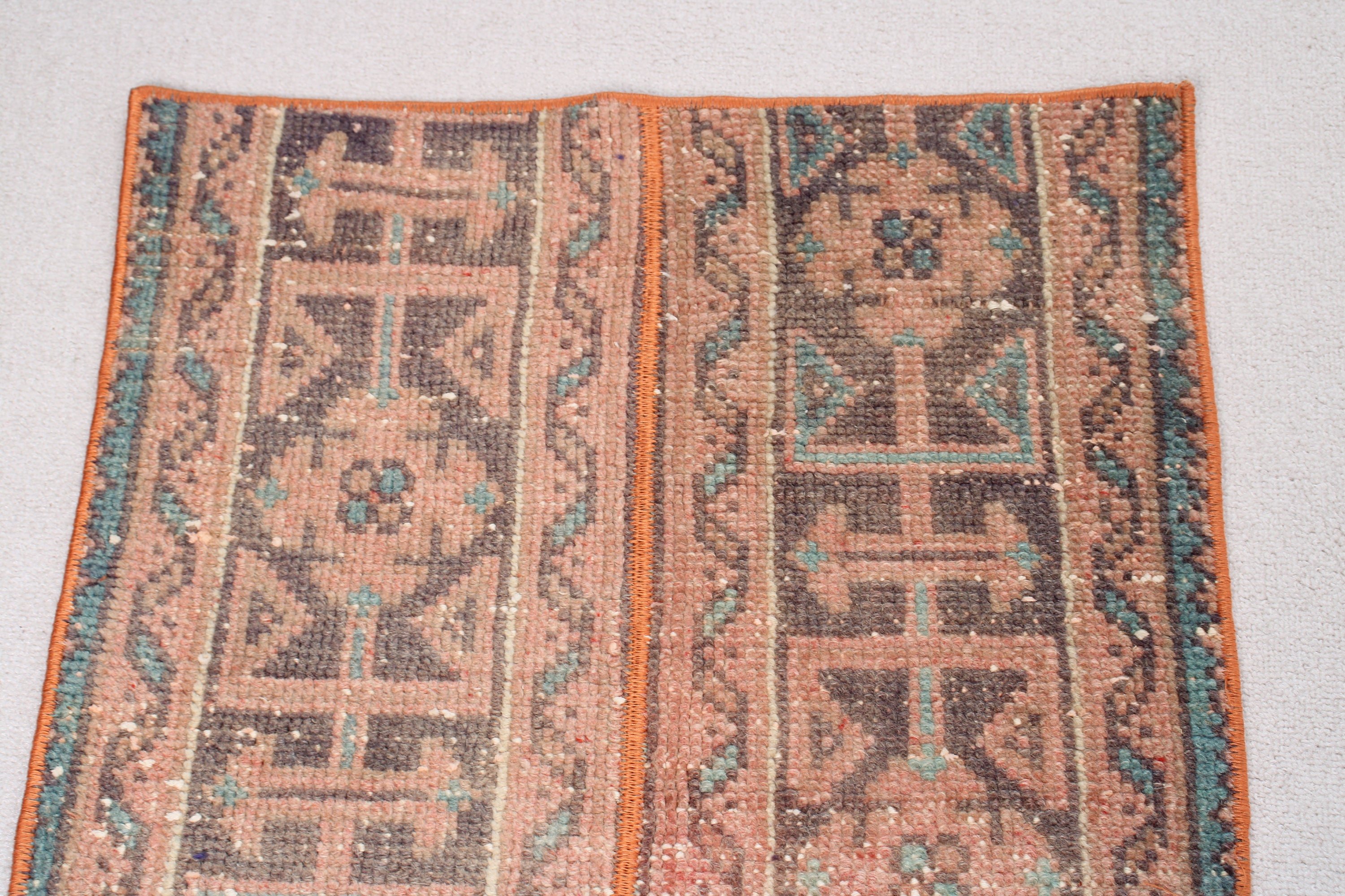 Oushak Halı, Banyo Halısı, Küçük Boho Halısı, 1,9x3,1 ft Küçük Halılar, Vintage Halı, Anadolu Halıları, Organik Halı, Türk Halısı, Turuncu Soğuk Halı