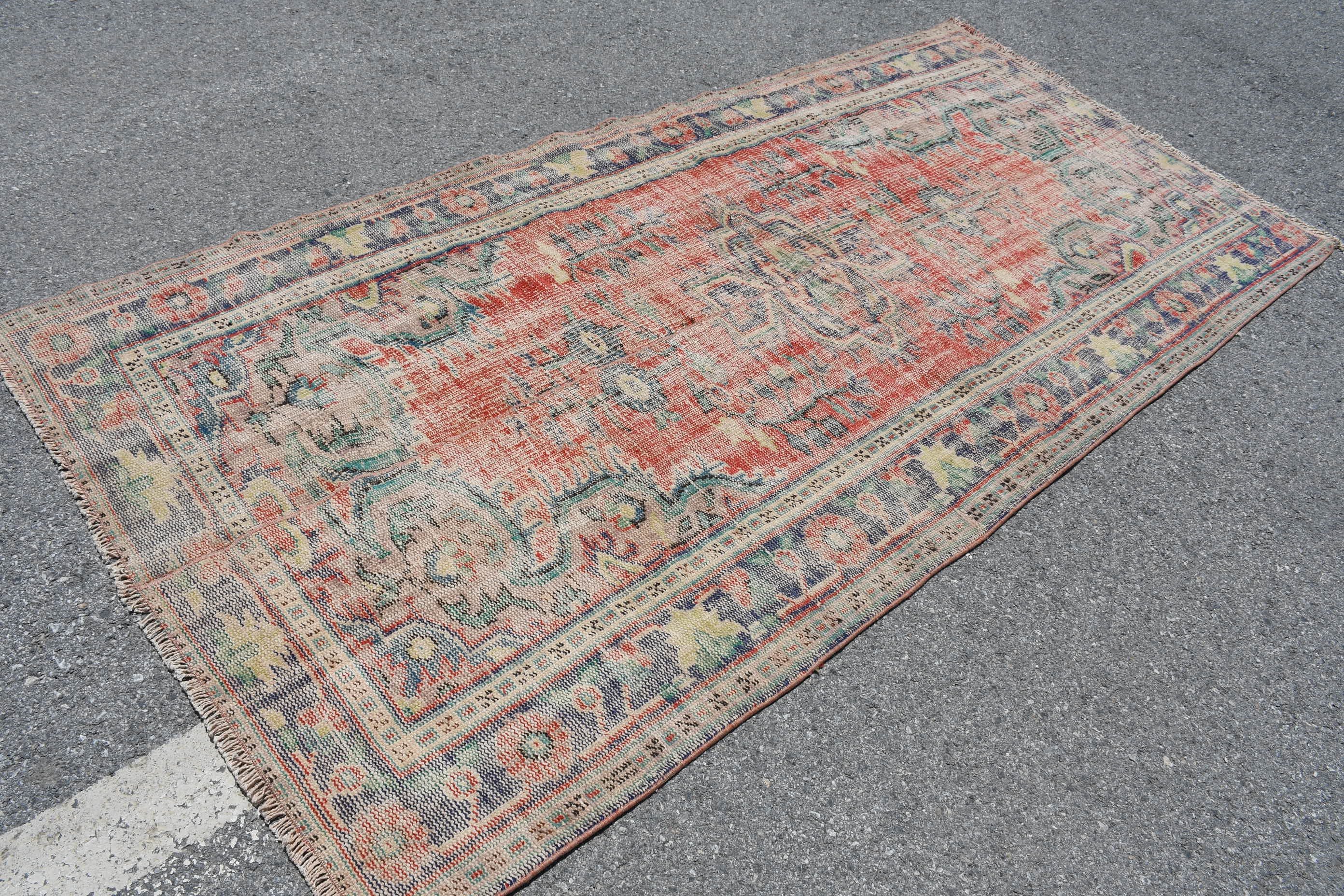 Salon Rug, Cool Rug, Home Decor Rug, Vintage Decor Rugs, Vintage Rug, 4.4x9.3 ft Large Rugs, Turkish Rug, Red Bedroom Rug, Living Room Rugs