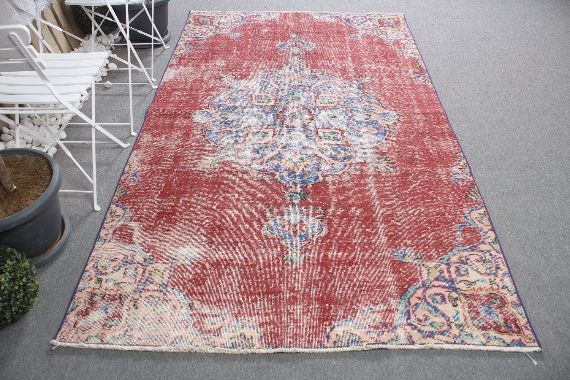 5x8.4 ft Large Rug, Bohemian Rugs, Home Decor Rug, Turkish Rug, Red Wool Rug, Moroccan Rug, Bedroom Rug, Vintage Rug, Living Room Rug