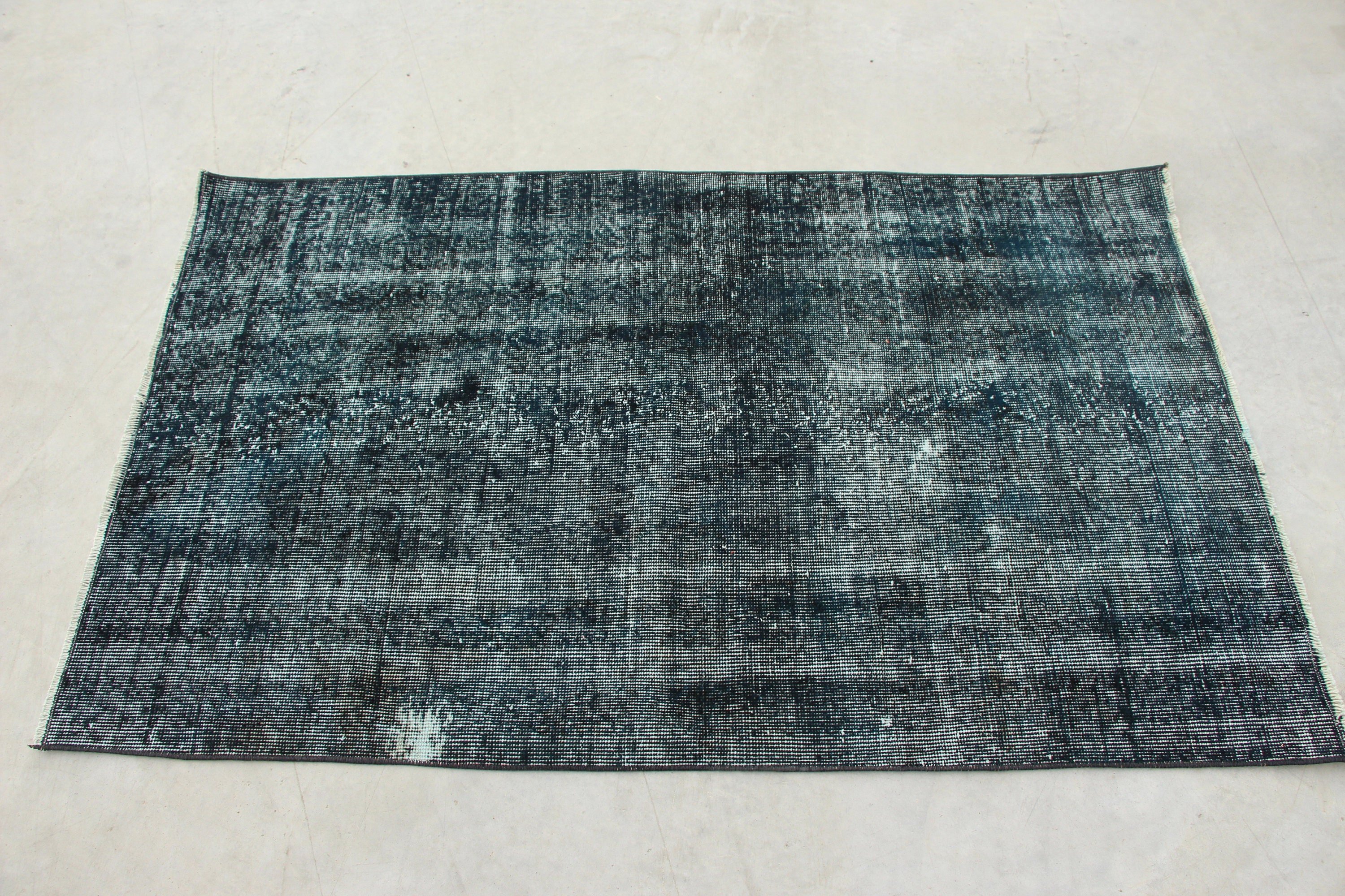Vintage Rug, Kitchen Rugs, Bath Rug, 3x4.9 ft Small Rugs, Blue Kitchen Rugs, Turkish Rugs, Abstract Rug, Rugs for Entry