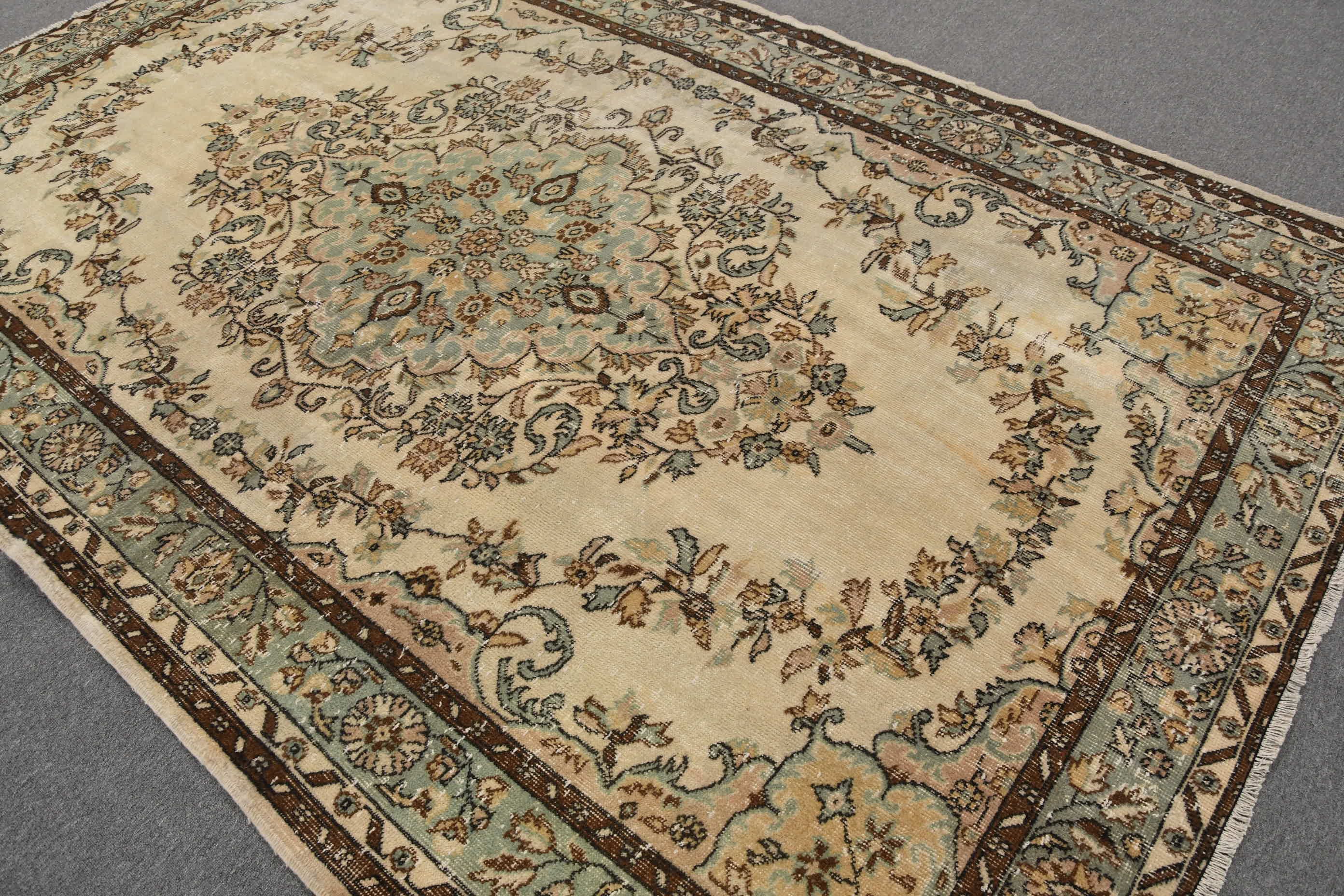 Salon Rug, Ethnic Rugs, Turkish Rug, Dining Room Rugs, Oriental Rugs, Vintage Rug, Floor Rug, Beige Home Decor Rug, 6.4x9.9 ft Large Rug