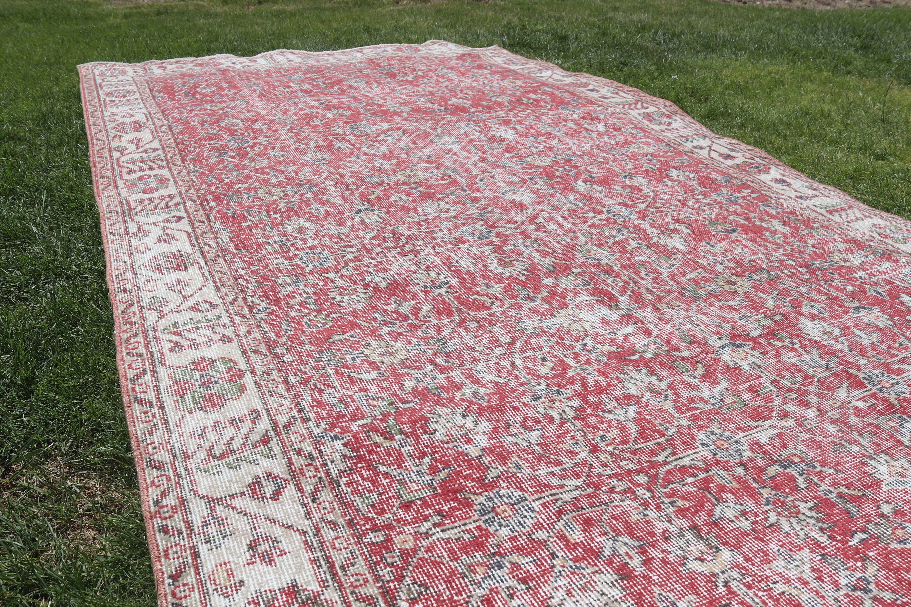 Red Home Decor Rugs, Kitchen Rugs, Turkish Rug, Antique Rugs, Bedroom Rugs, Vintage Rugs, 5.3x9.3 ft Large Rugs, Large Vintage Rug