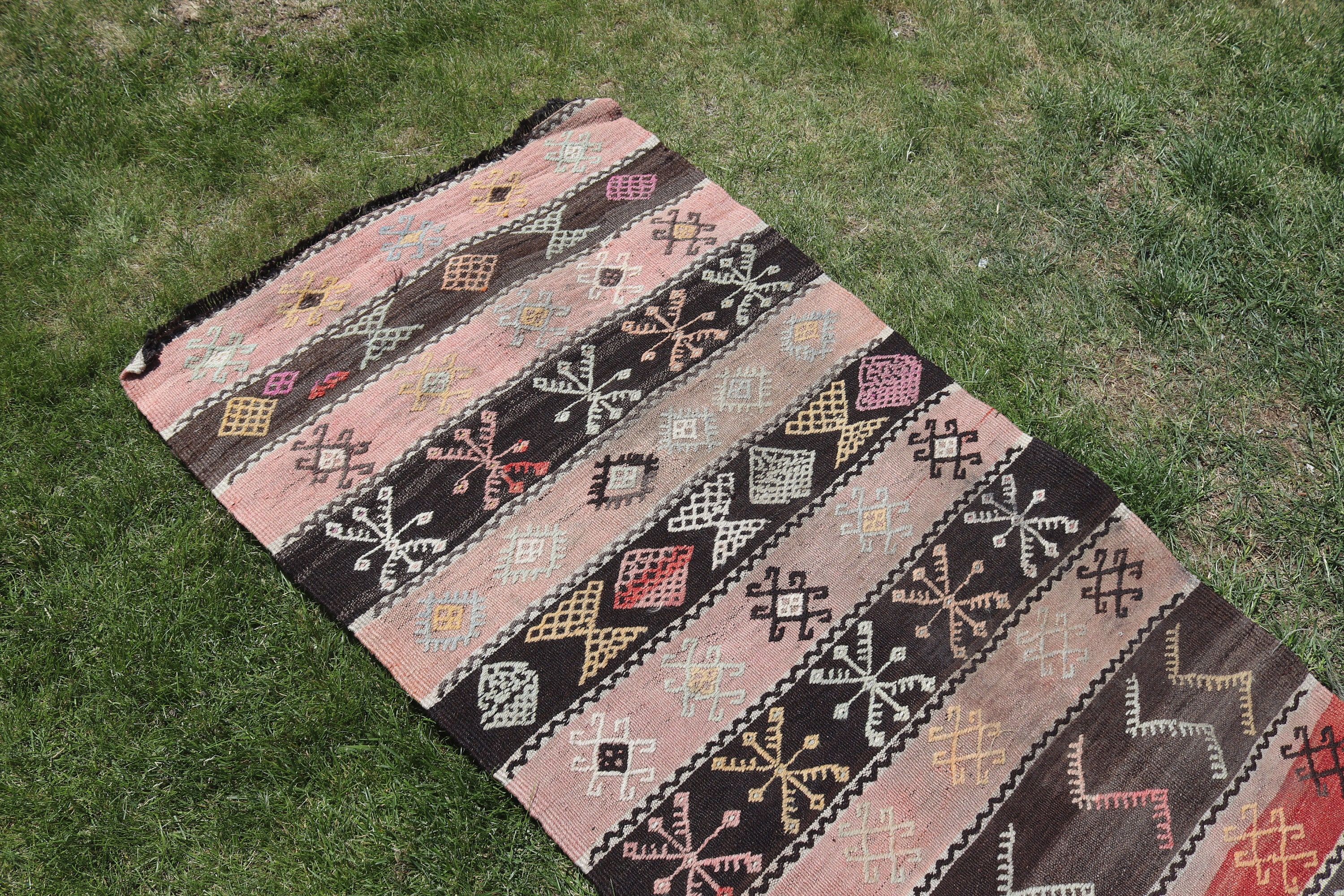 Pink Kitchen Rugs, Floor Rugs, Turkish Rug, Kilim, Hallway Rug, Vintage Rugs, Corridor Rugs, Bedroom Rugs, 2.6x7.9 ft Runner Rugs