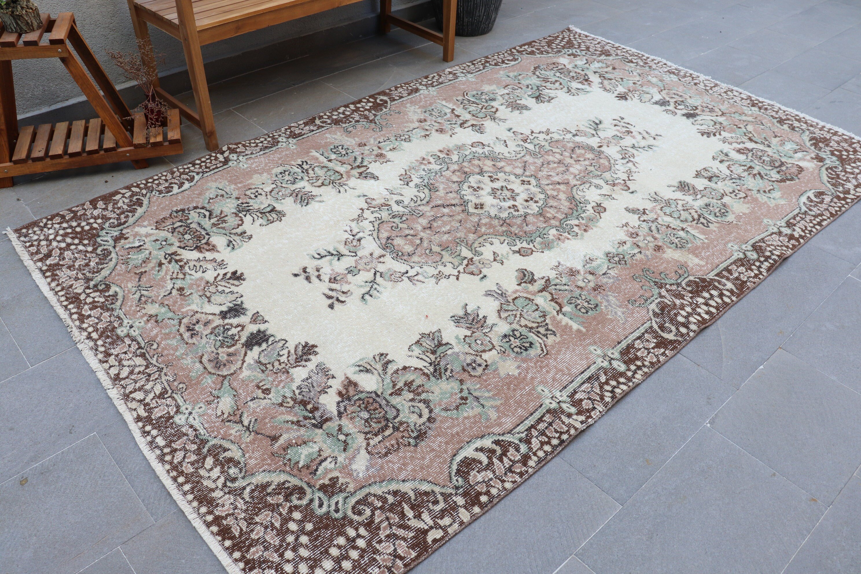 Living Room Rug, Pink Anatolian Rug, Rugs for Salon, Turkish Rug, Floor Rugs, Wool Rugs, Vintage Rug, Salon Rugs, 5.5x8.9 ft Large Rug