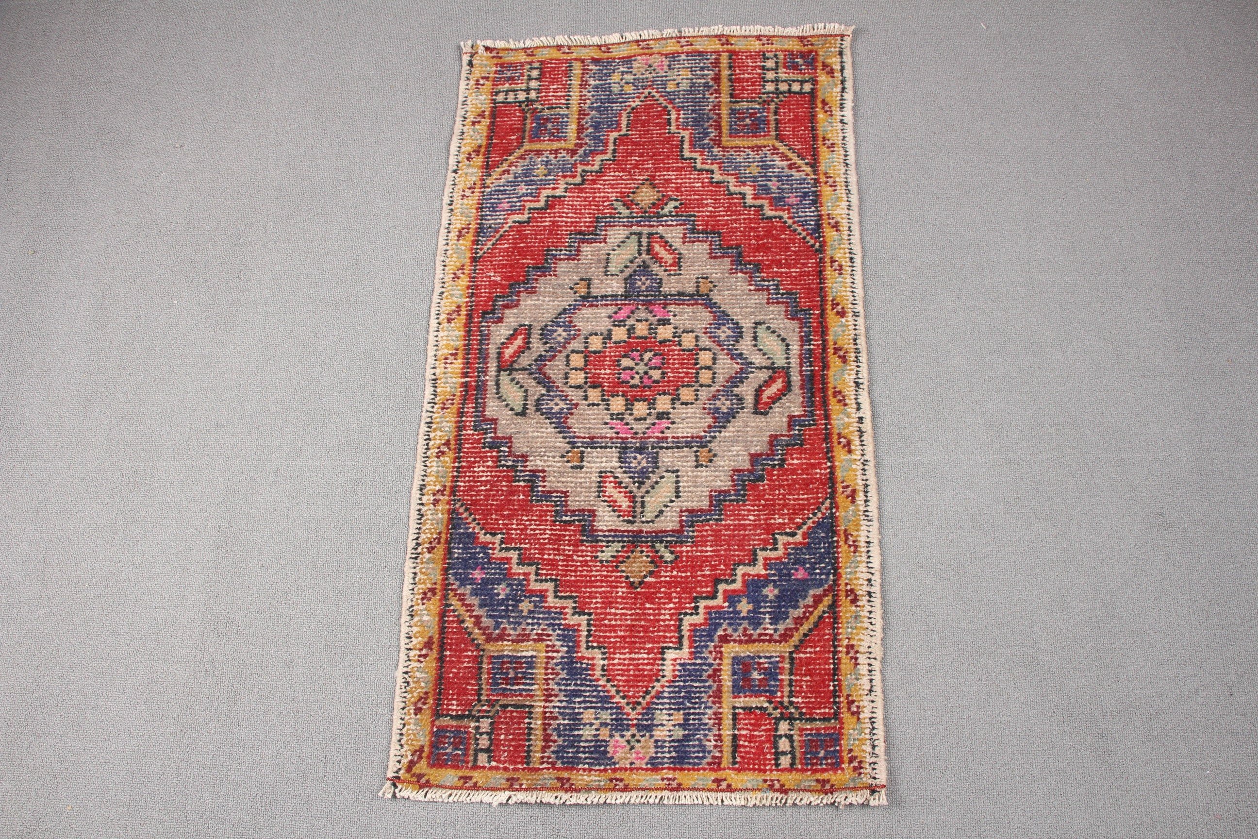 1.6x3 ft Küçük Halılar, Banyo Halısı, Paspas Halıları, Yatak Odası Halıları, Türk Halısı, Kırmızı Oushak Halısı, Yer Halısı, Sanat Halısı, Vintage Halı, Çocuk Halısı