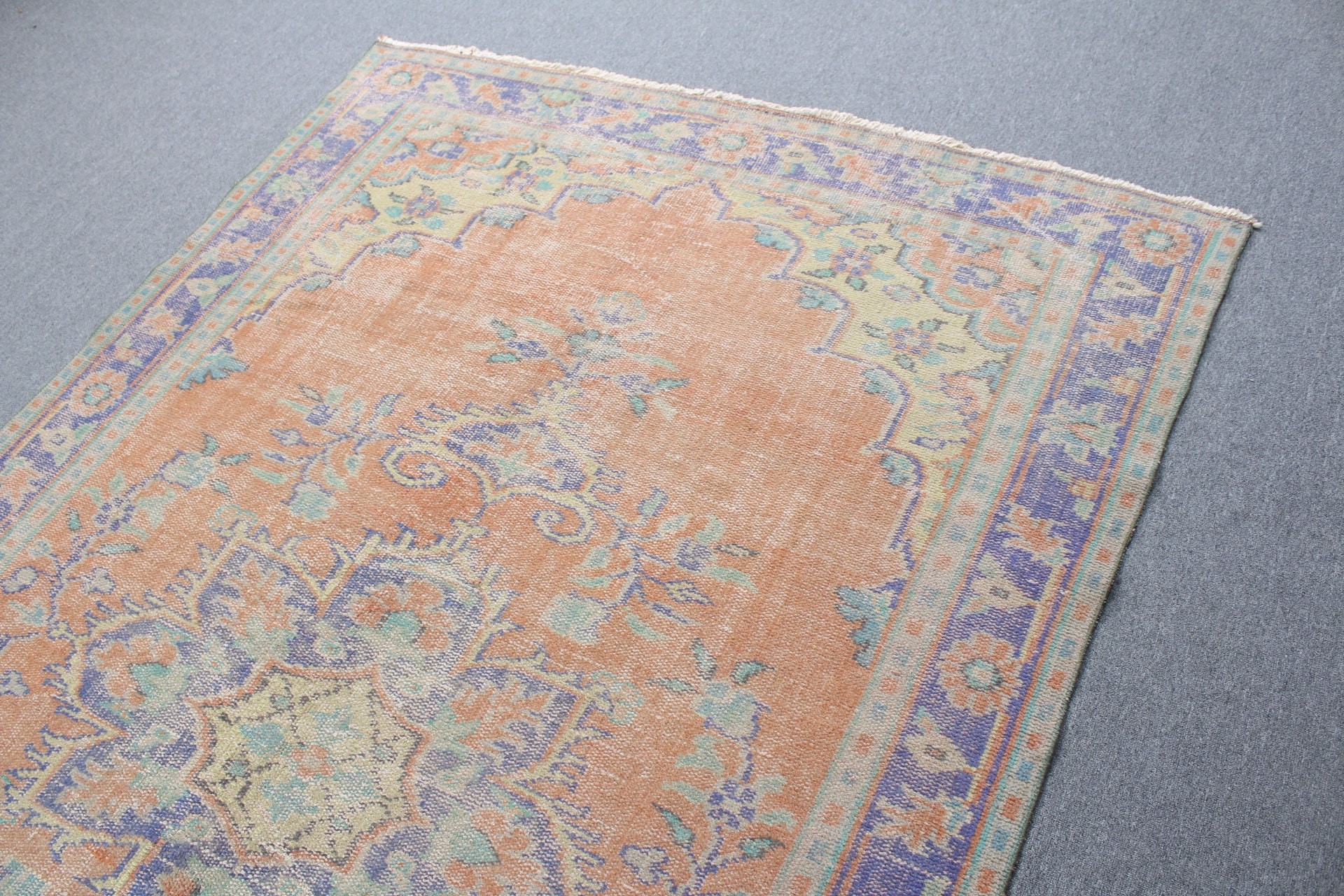 Floor Rugs, Rugs for Dining Room, Turkish Rugs, Boho Rugs, Salon Rugs, Vintage Rug, Orange Oriental Rug, Bedroom Rugs, 5.8x8.7 ft Large Rug