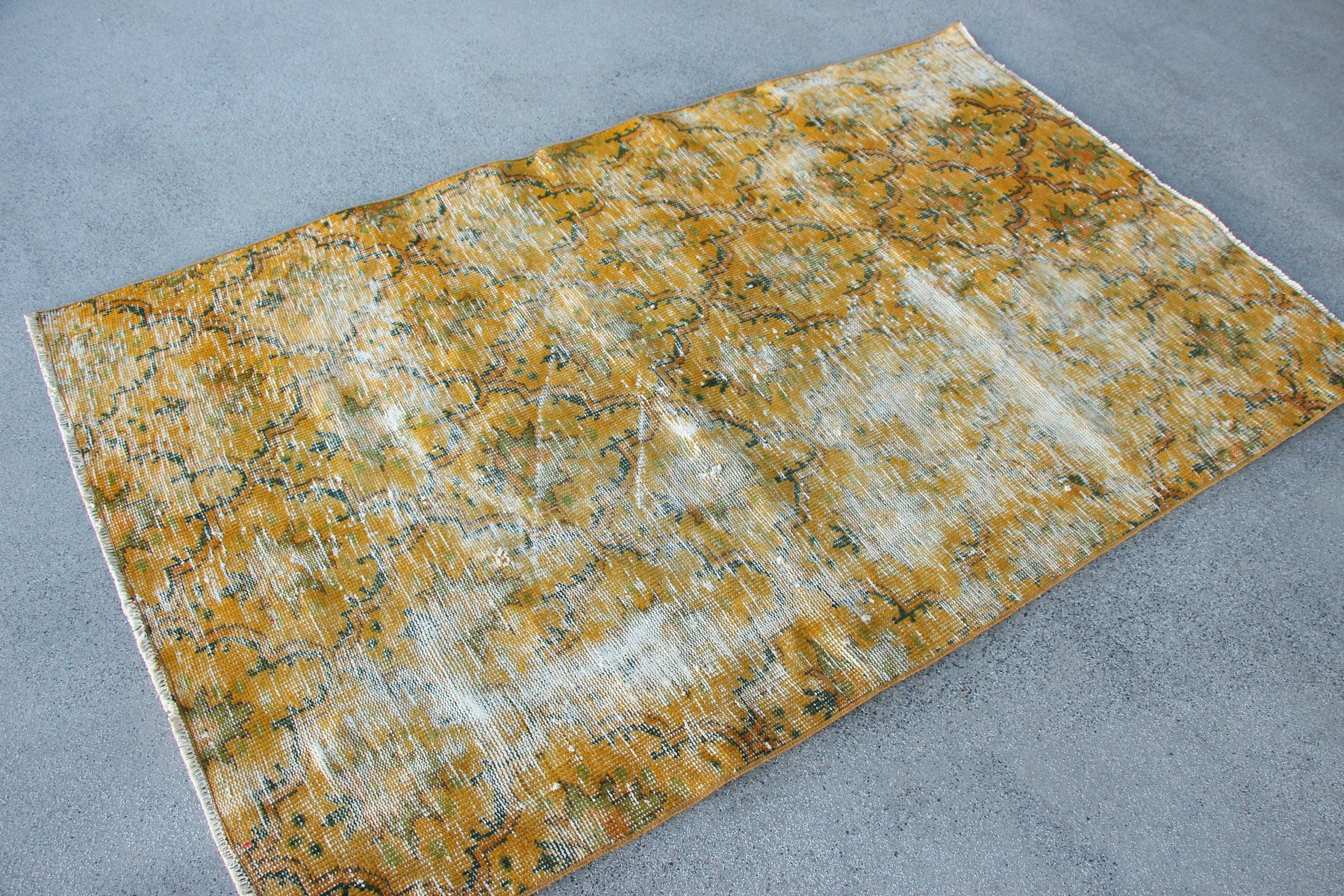 Vintage Rugs, Bedroom Rug, 3.9x6.5 ft Area Rugs, Vintage Decor Rugs, Yellow Wool Rug, Oushak Rug, Rugs for Bedroom, Turkish Rug, Wool Rugs