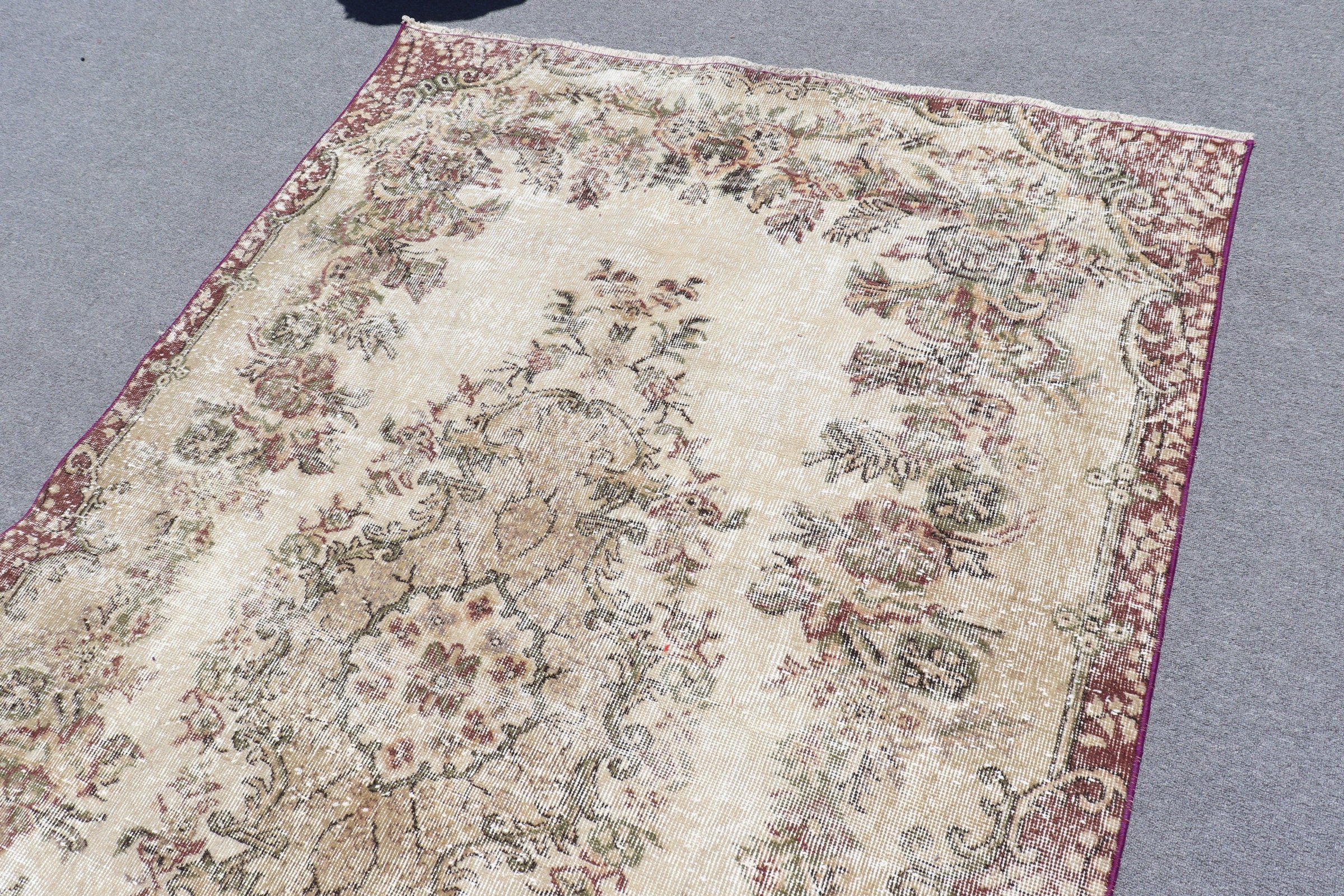 Living Room Rug, Oushak Rug, Turkish Rugs, Rugs for Salon, Vintage Rug, Salon Rug, Home Decor Rug, 5.2x7.9 ft Large Rug, Brown Cool Rug