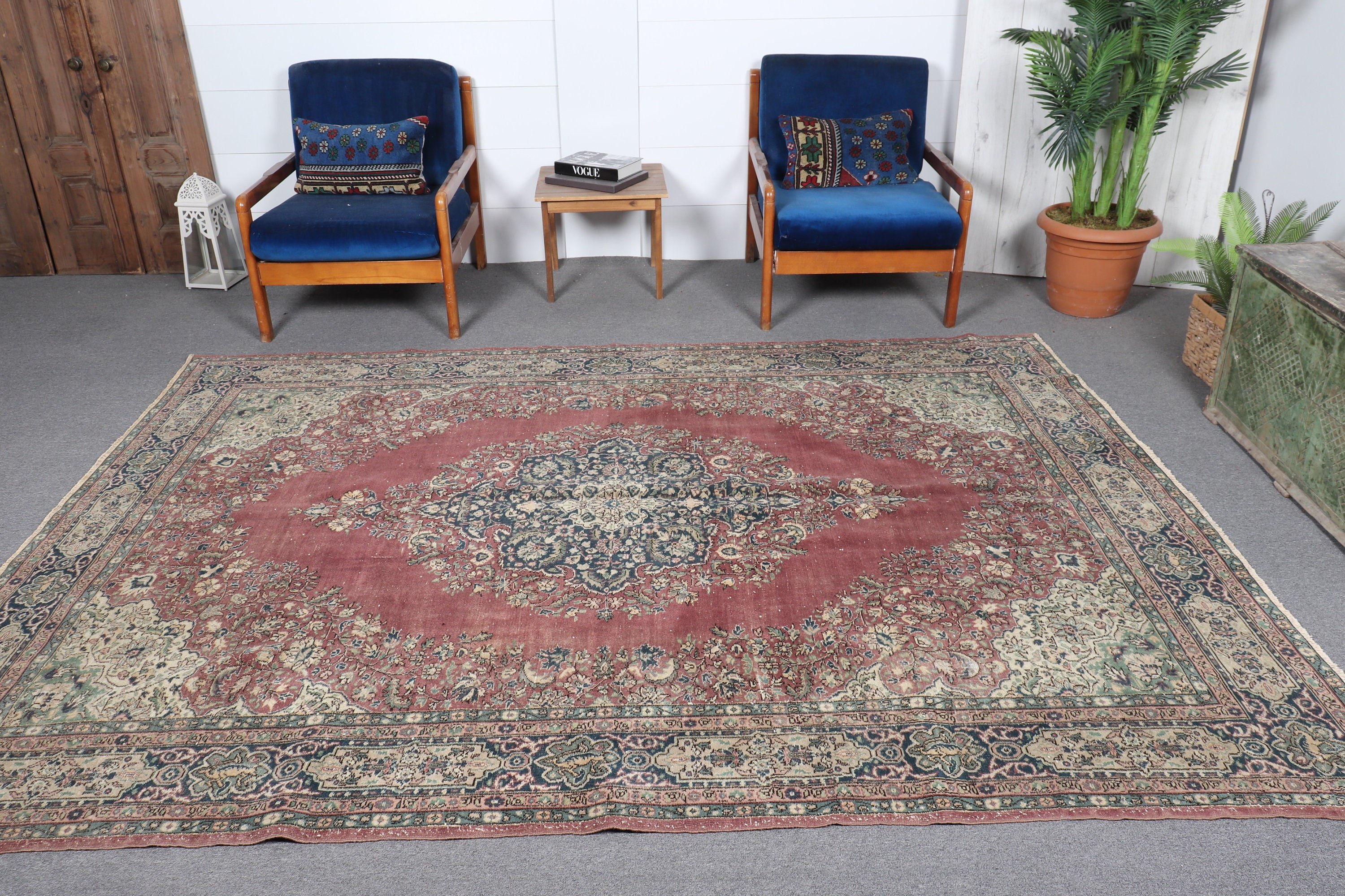 Yemek Odası Halısı, Mor Havalı Halılar, Fas Halıları, Vintage Halılar, 6,8x9,2 ft Büyük Halı, Türk Halıları, Yatak Odası Halısı, Aztek Halısı, Mutfak Halısı