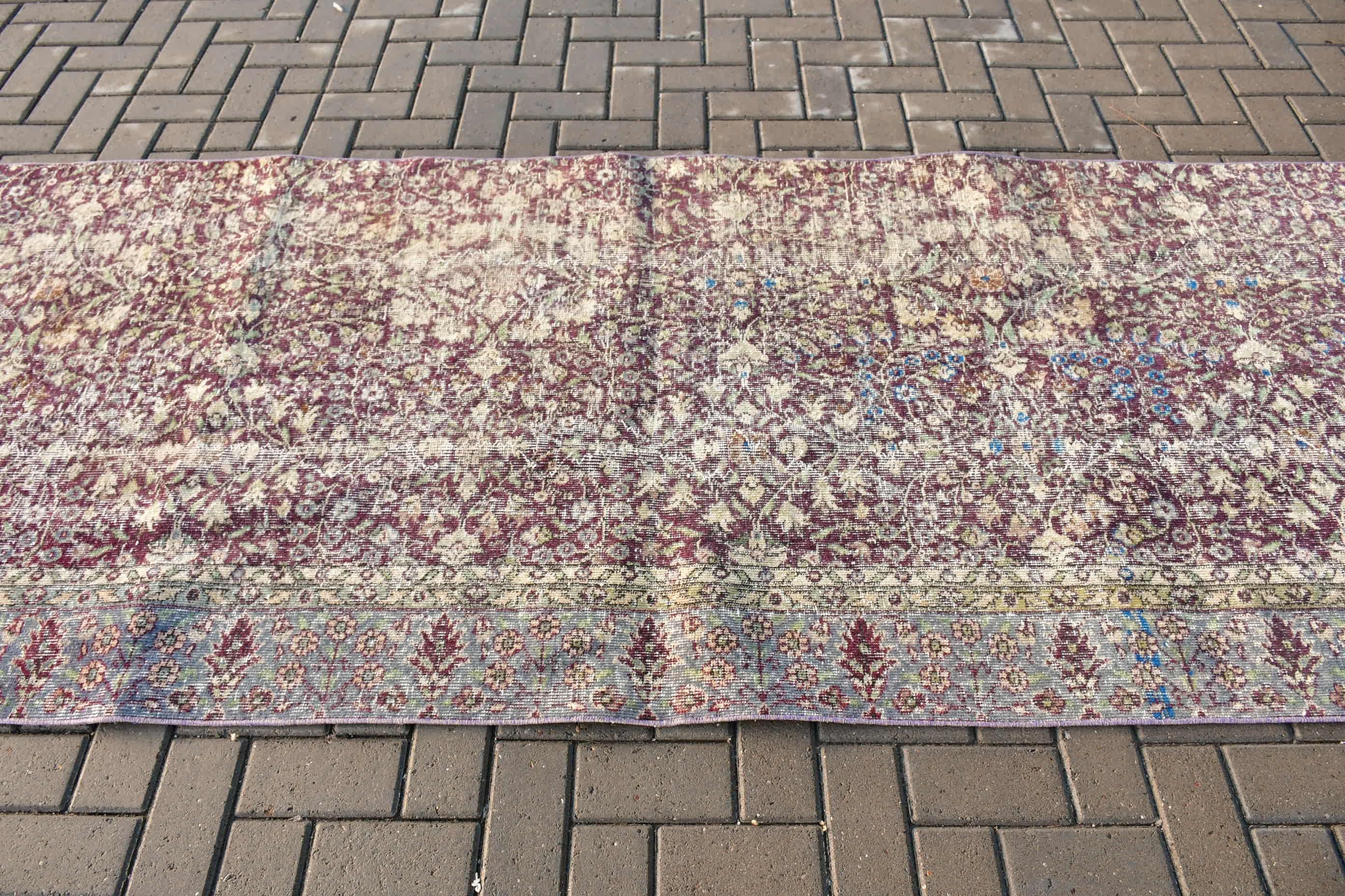 Koridor Halısı, Vintage Halı, Koridor Halıları, Türk Halıları, Yatak Odası Halısı, Oryantal Halı, 3.8x9.9 ft Runner Halısı, Mor Ev Dekor Halıları