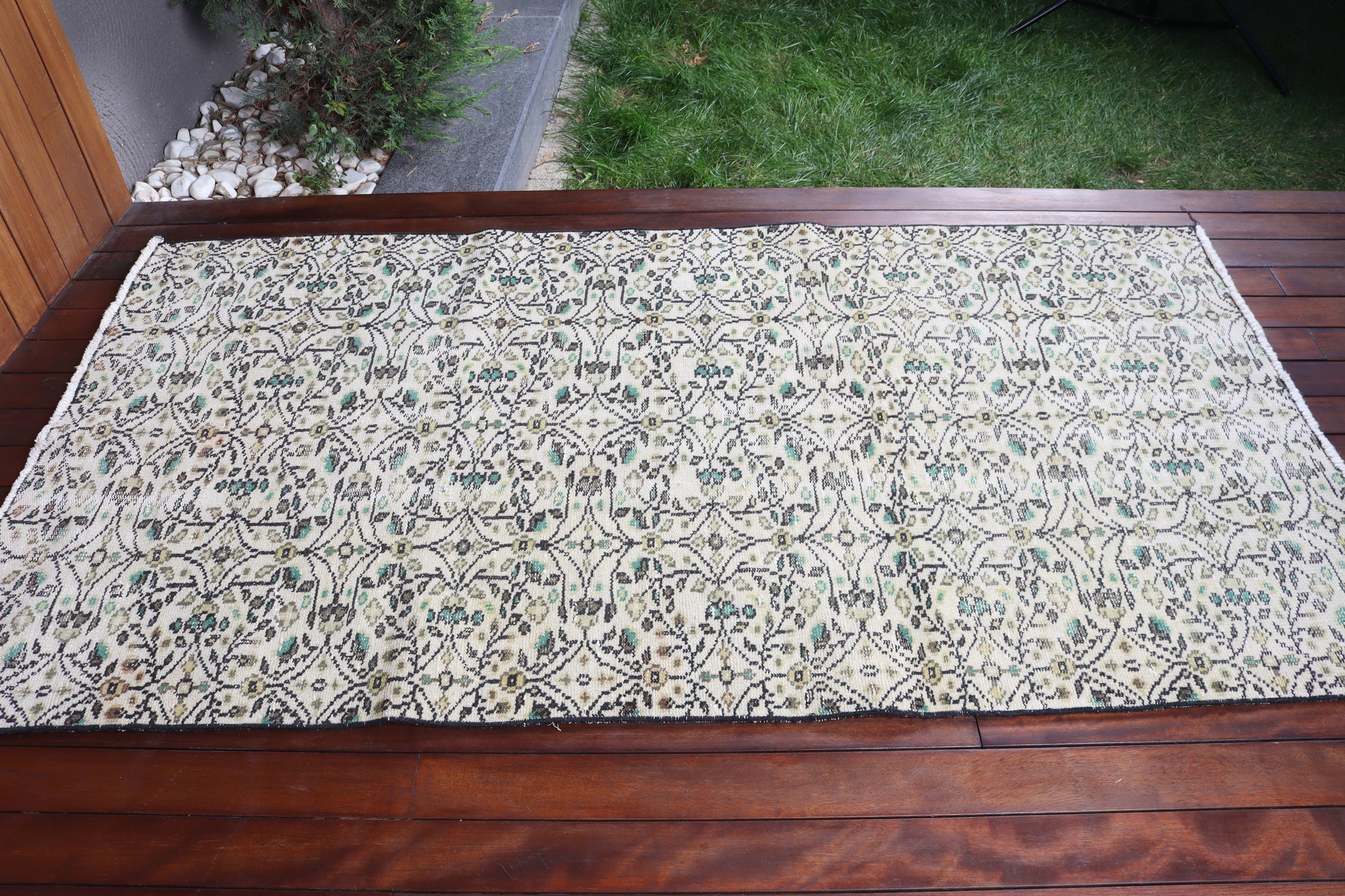 Vintage Rugs, Beige Flatweave Rugs, Home Decor Rugs, Turkish Rugs, Oushak Area Rugs, Wool Rugs, Boho Rug, Indoor Rugs, 3.6x6.9 ft Area Rugs