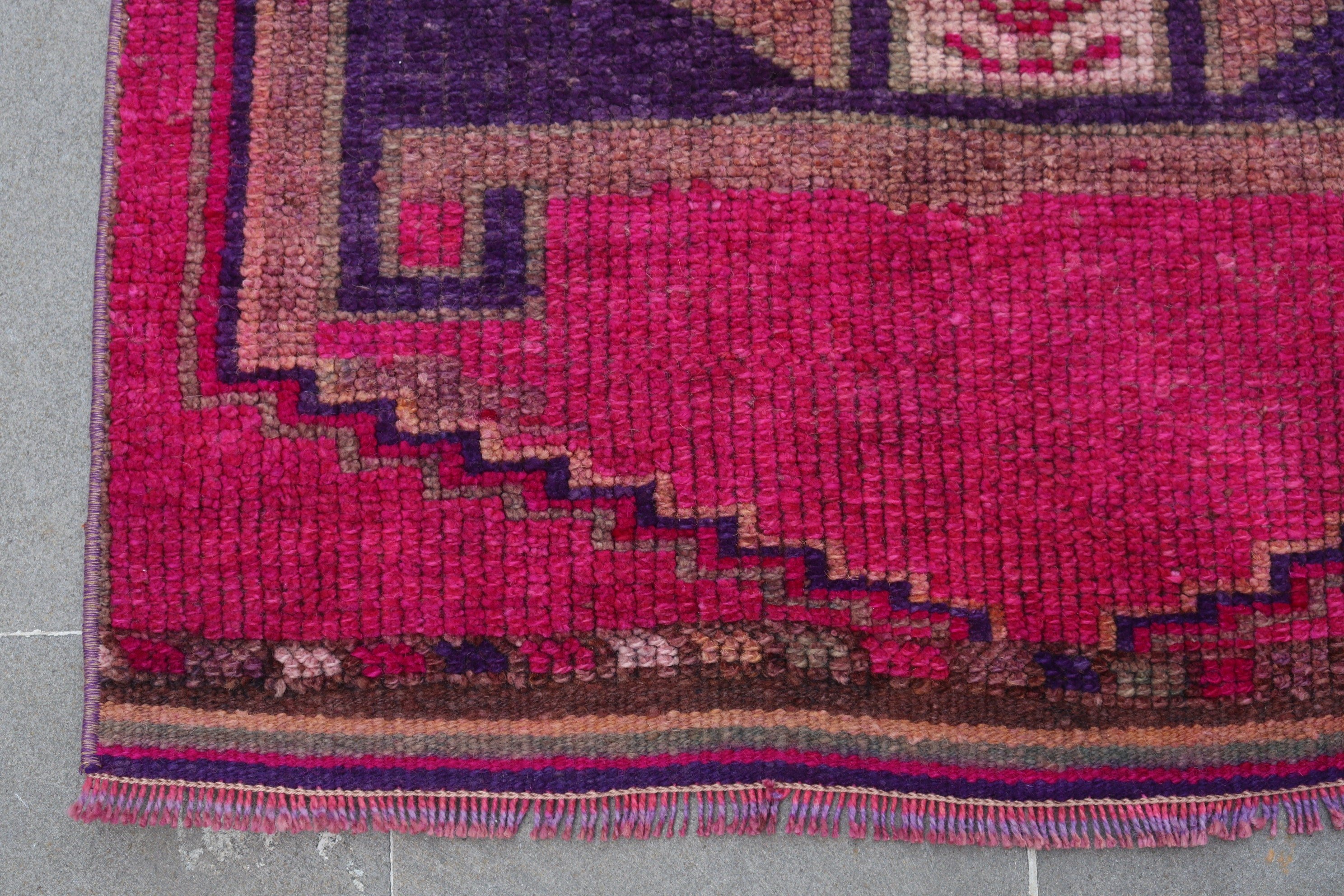 Oushak Rugs, Turkish Rug, Vintage Rugs, 2.8x11.6 ft Runner Rug, Stair Rugs, Pink Cool Rugs, Rugs for Kitchen, Corridor Rug