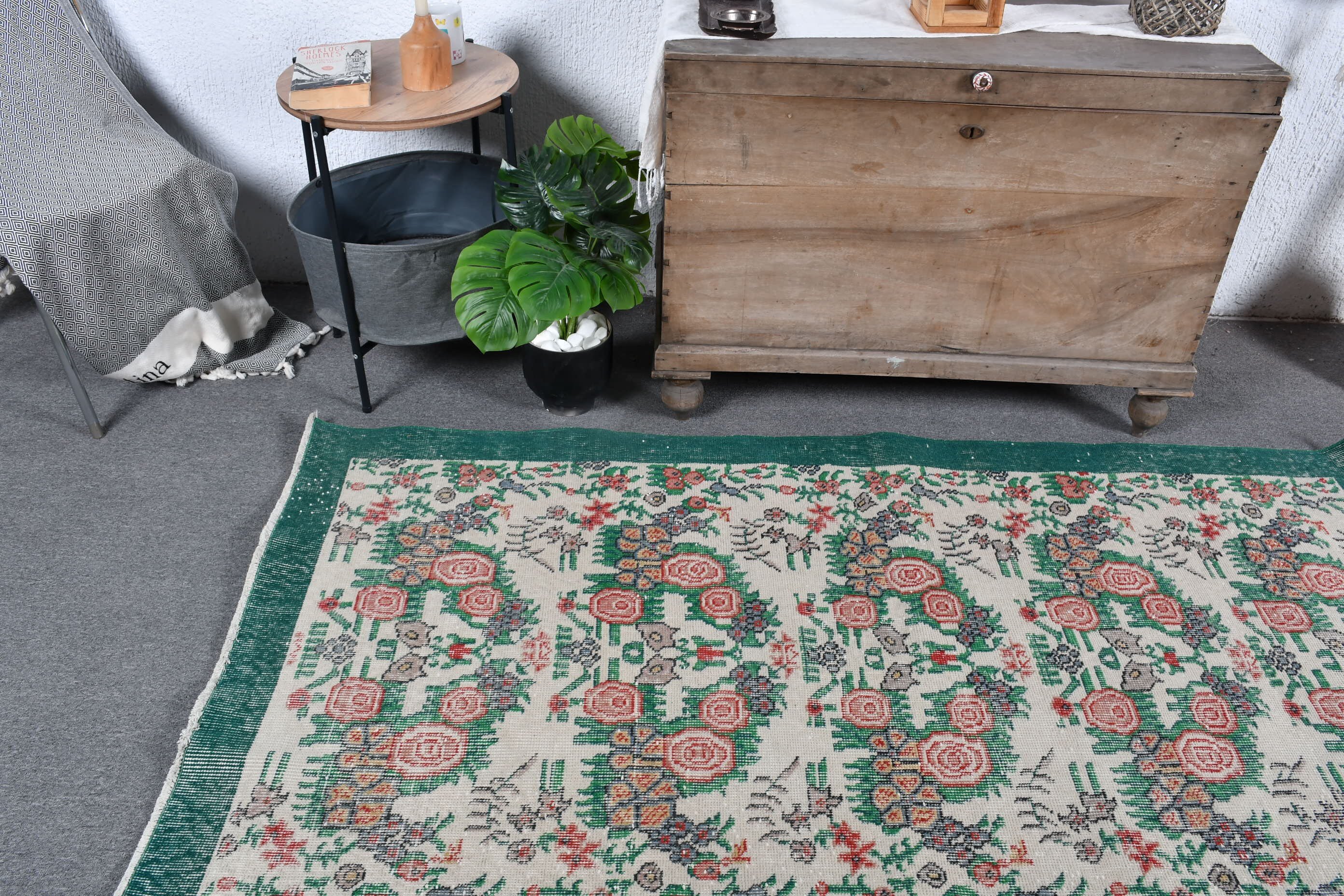 Kitchen Rugs, Beige Anatolian Rug, Bedroom Rug, Turkish Rugs, Vintage Rug, Rugs for Dining Room, 3.8x6.8 ft Area Rug, Home Decor Rug