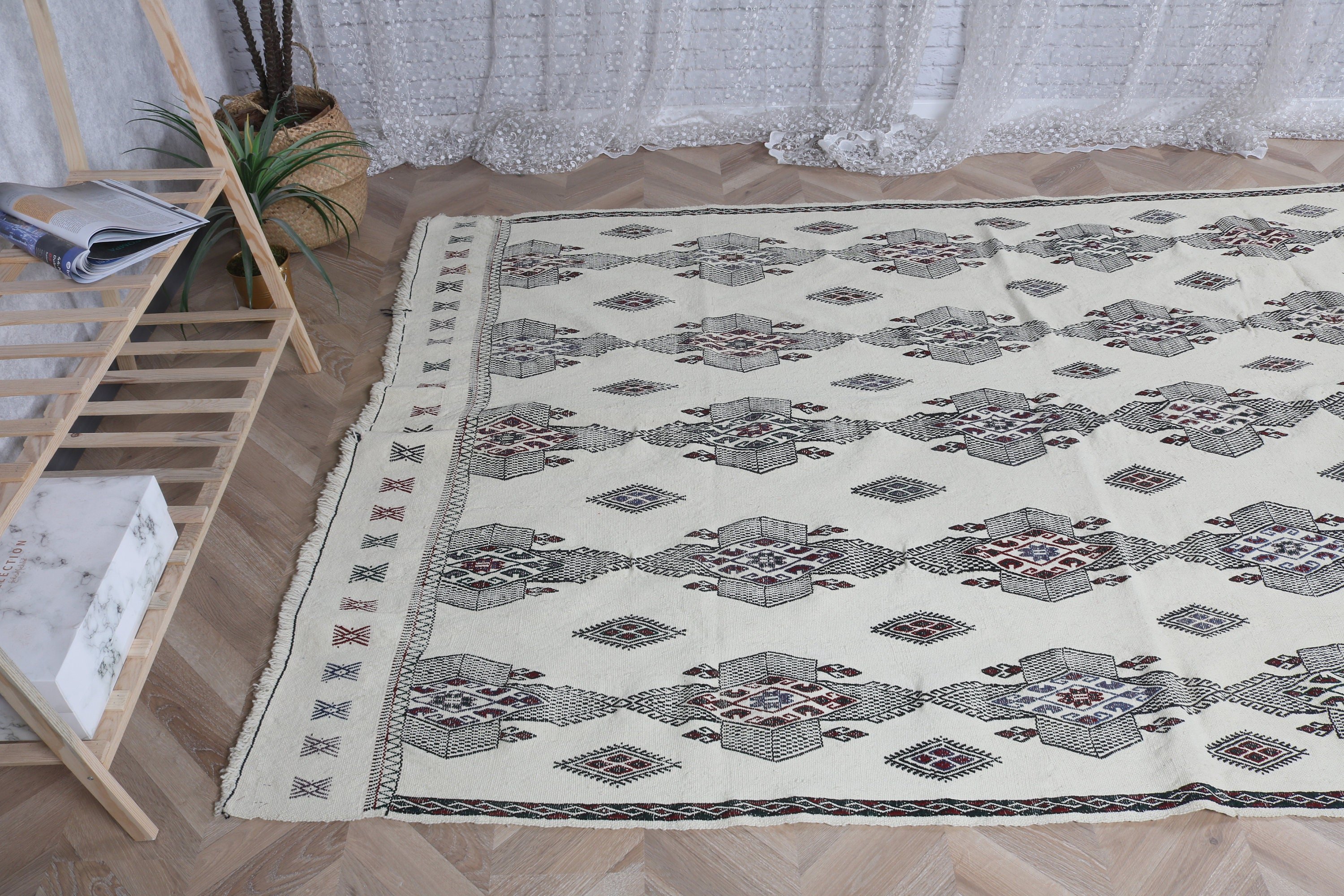 Vintage Rugs, Turkish Rugs, Geometric Rug, Salon Rugs, 5.2x8.4 ft Large Rug, Kitchen Rug, Large Vintage Rugs, Beige Bedroom Rugs, Boho Rug