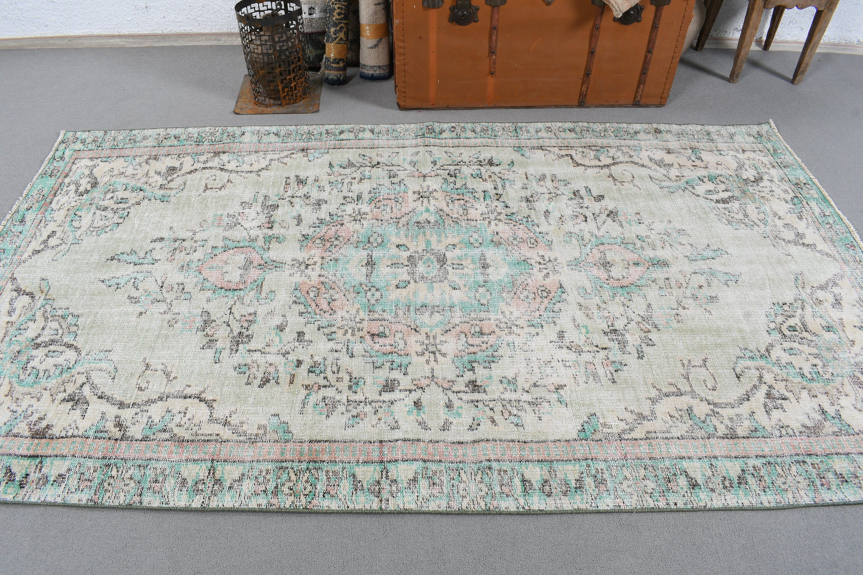 Vintage Halılar, 4.7x8.1 ft Alan Halıları, Alan Halıları, Yemek Odası Halısı, Bej Havalı Halılar, Boho Halıları, Çocuk Odası Halıları, Havalı Halılar, Türk Halıları