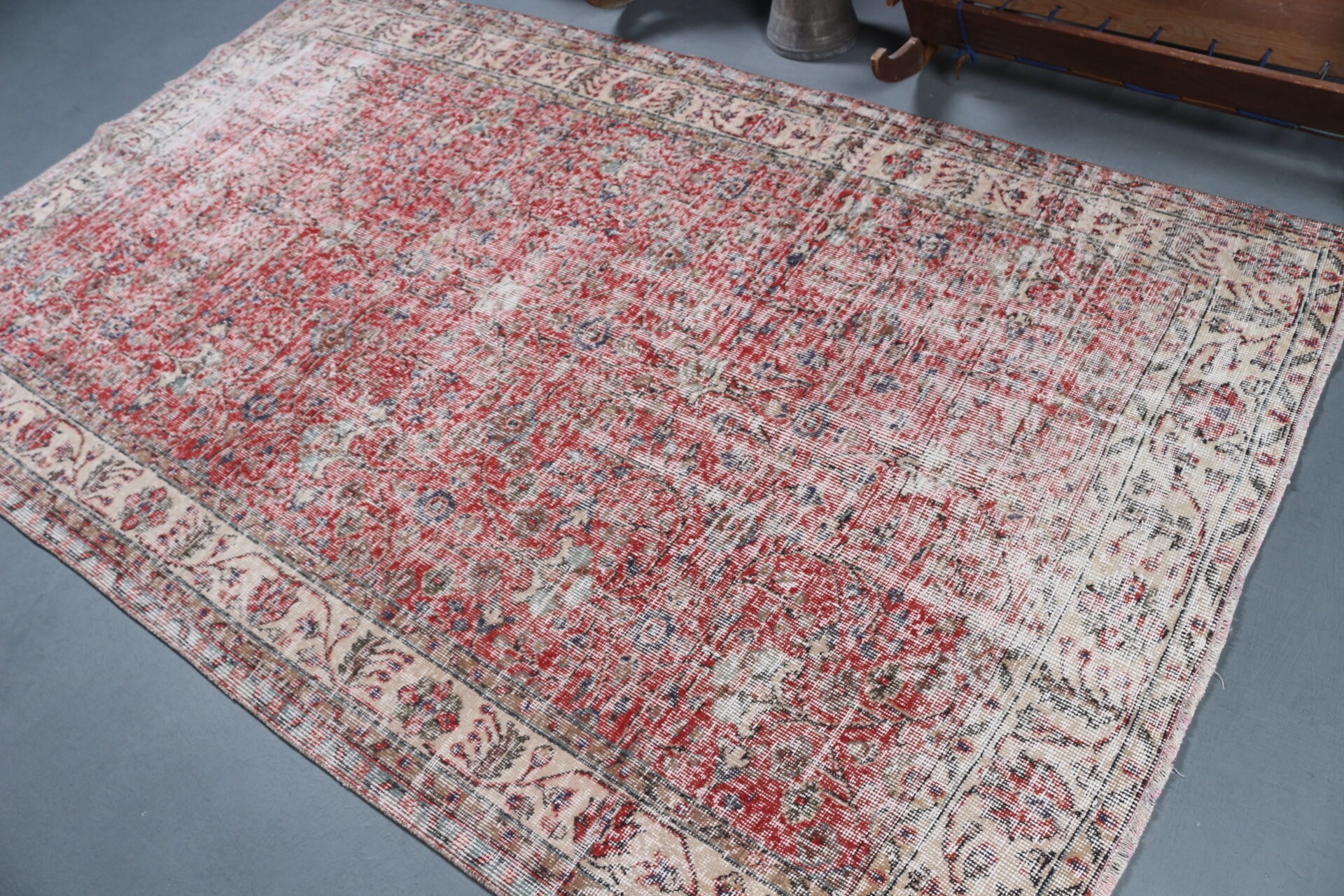 Dining Room Rugs, Hand Woven Rug, Vintage Rug, Wool Rug, 5.2x8.4 ft Large Rug, Turkish Rug, Bedroom Rug, Moroccan Rugs, Red Moroccan Rug