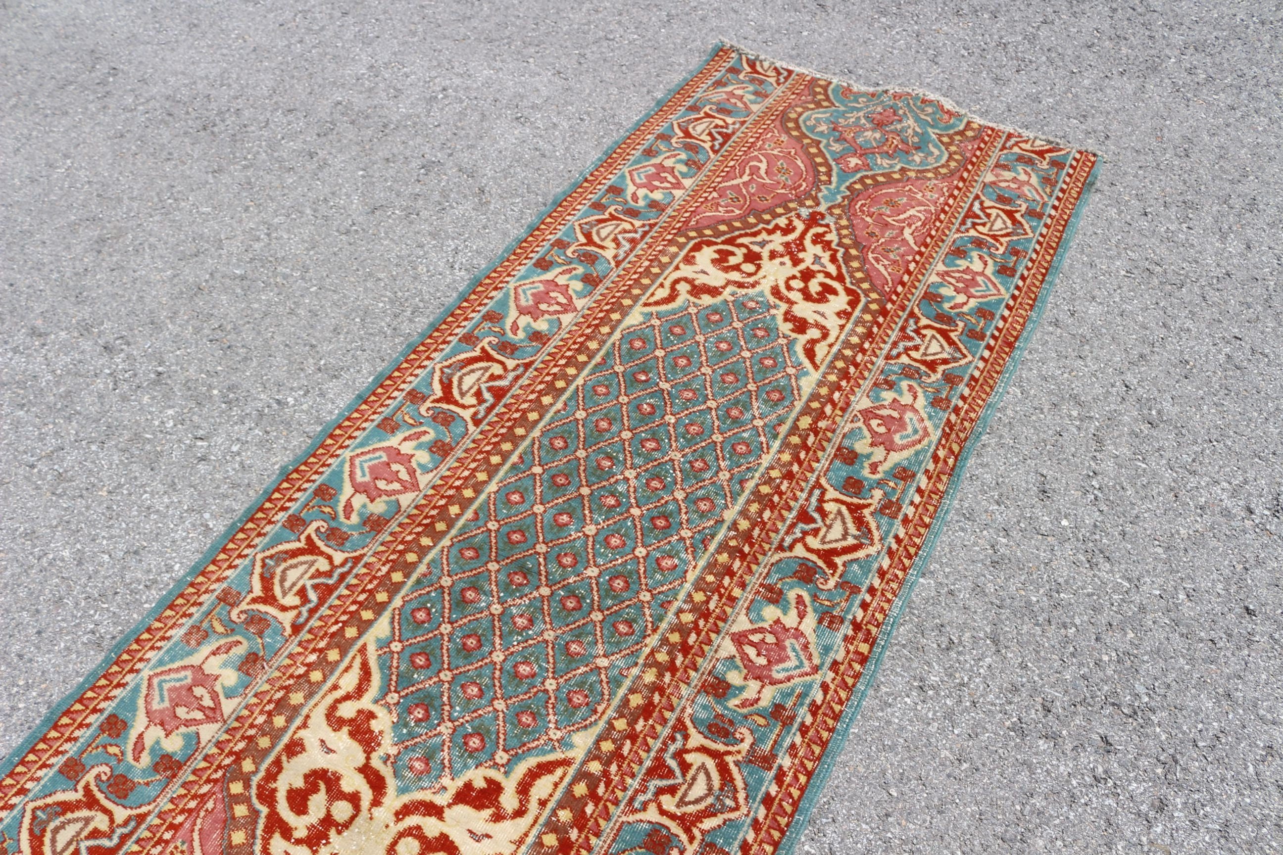 Cool Rug, Corridor Rug, Turkish Rug, Rugs for Corridor, Red Oushak Rugs, Abstract Rug, Vintage Rugs, Oriental Rug, 3.3x20 ft Runner Rugs