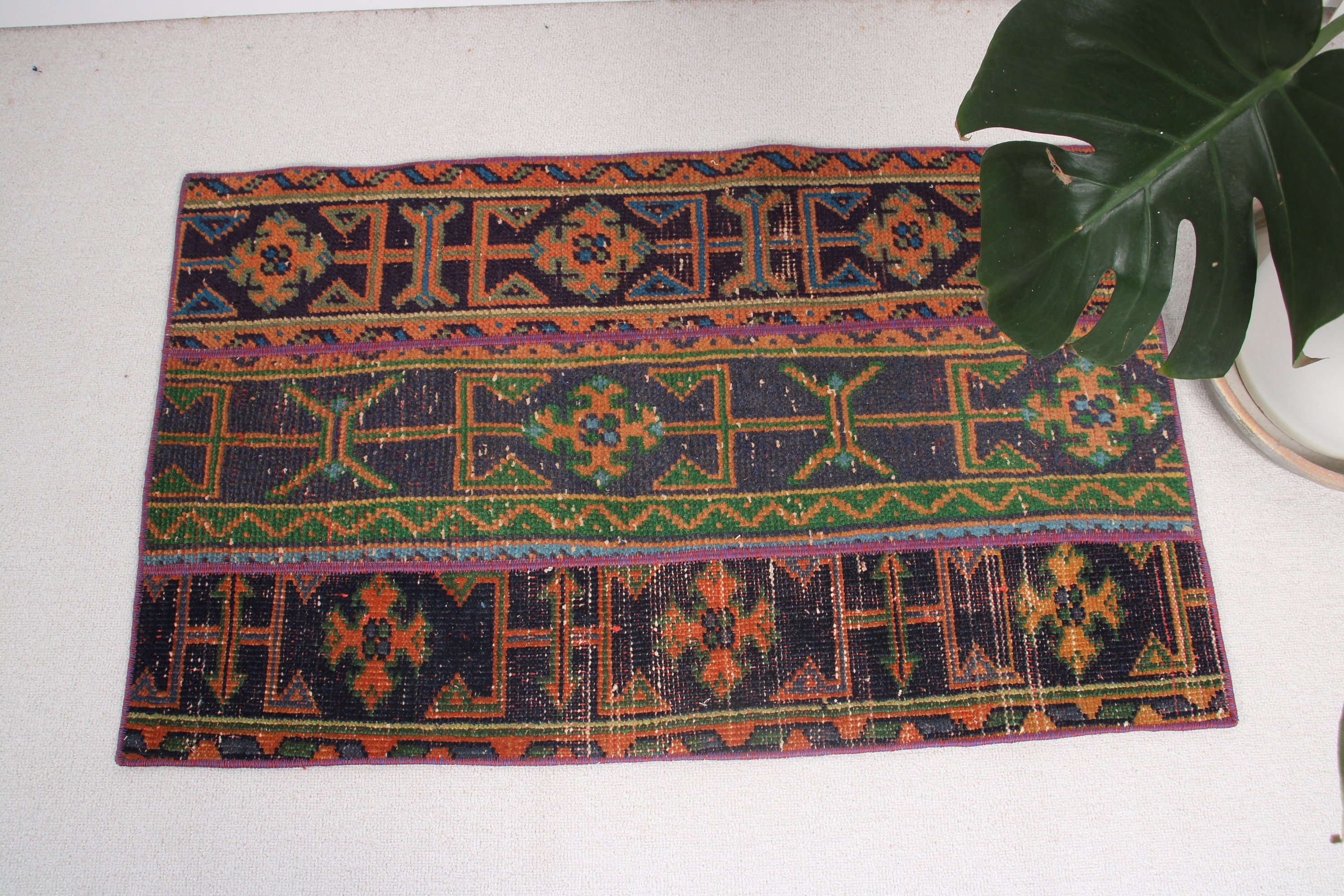 Vintage Halı, Harika Halılar, 1.9x3.2 ft Küçük Halılar, Türk Halıları, Duvara Asılı Halı, Banyo Halısı, Etnik Halılar, Geometrik Halı, Mavi Boho Halılar