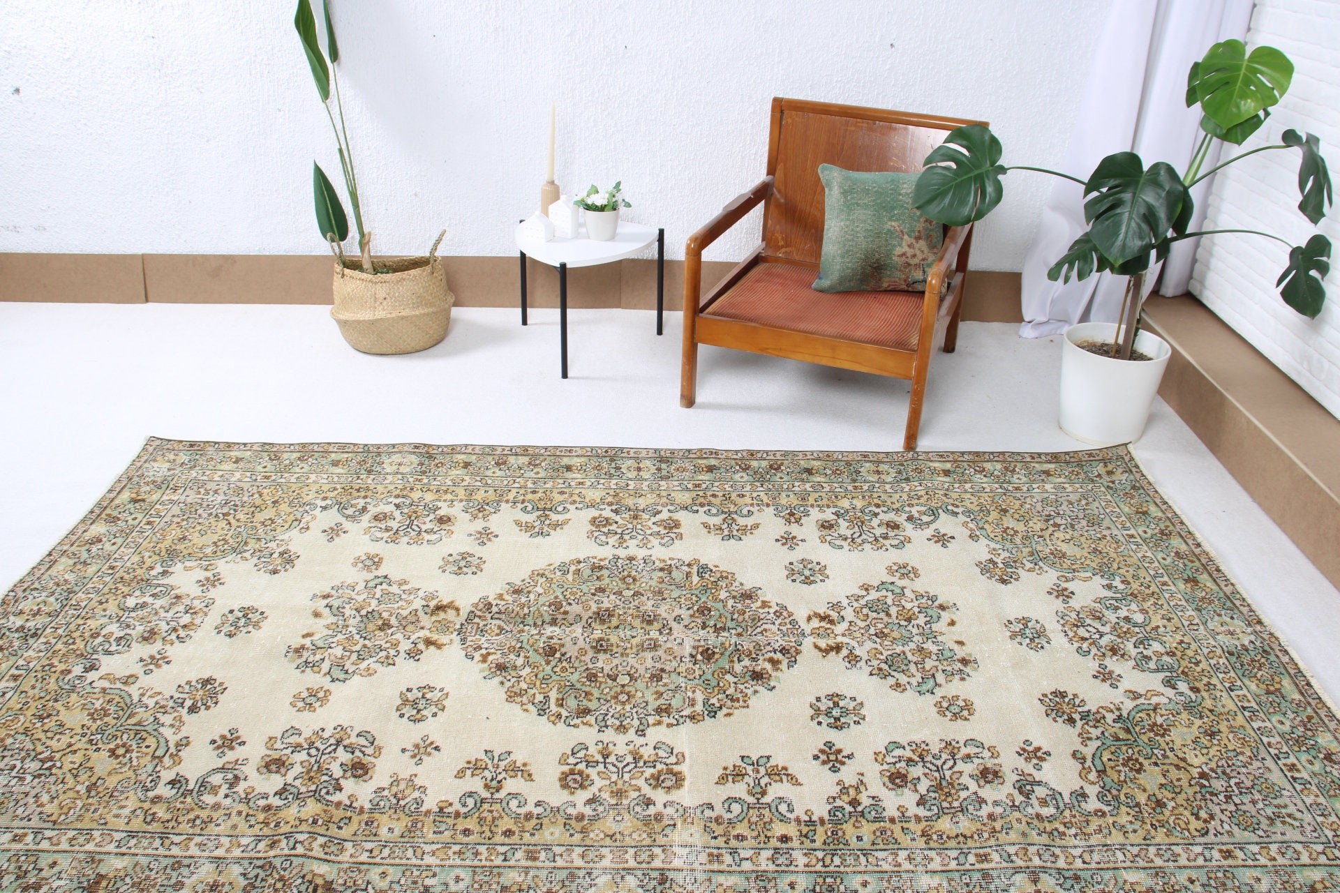 Turkish Rugs, Floor Rugs, Cool Rugs, Outdoor Rug, Beige Oriental Rug, 5x8.7 ft Large Rugs, Living Room Rug, Dining Room Rug, Vintage Rugs