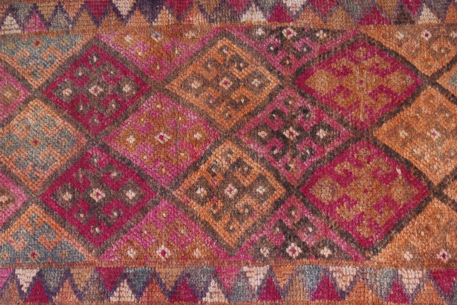 Oushak Halı, Vintage Halılar, Oryantal Halılar, 2,3x12,2 ft Runner Halısı, Turuncu Fas Halısı, Sessiz Halı, Koridor Halıları, Koridor Halısı, Türk Halısı