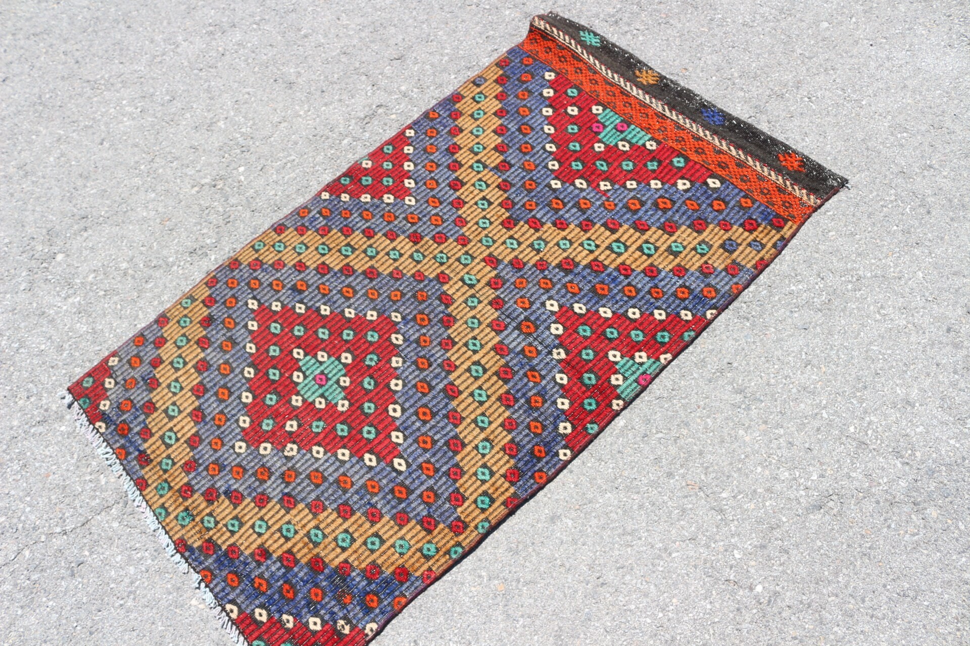 Kapı Paspası Halısı, Yün Halısı, Banyo Halısı, Kilim, El Dokuma Halısı, Anadolu Halısı, 2.5x4.3 ft Küçük Halılar, Türk Halısı, Kırmızı Antika Halılar, Vintage Halılar