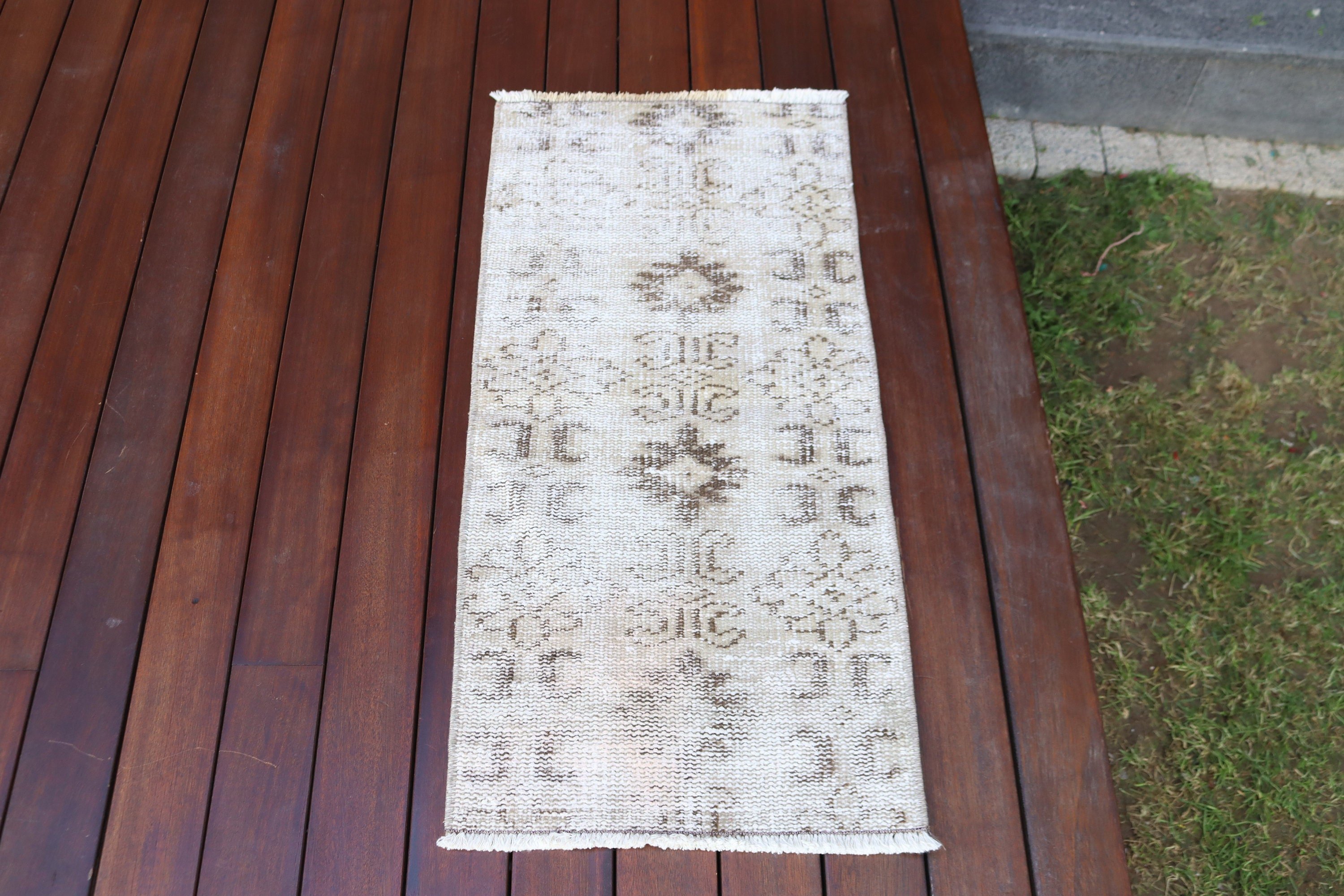 Door Mat Rug, Beige Oushak Rug, Entry Rug, Turkish Rugs, 1.4x3 ft Small Rug, Rugs for Small Vintage, Cool Rug, Vintage Rugs, Oushak Rug