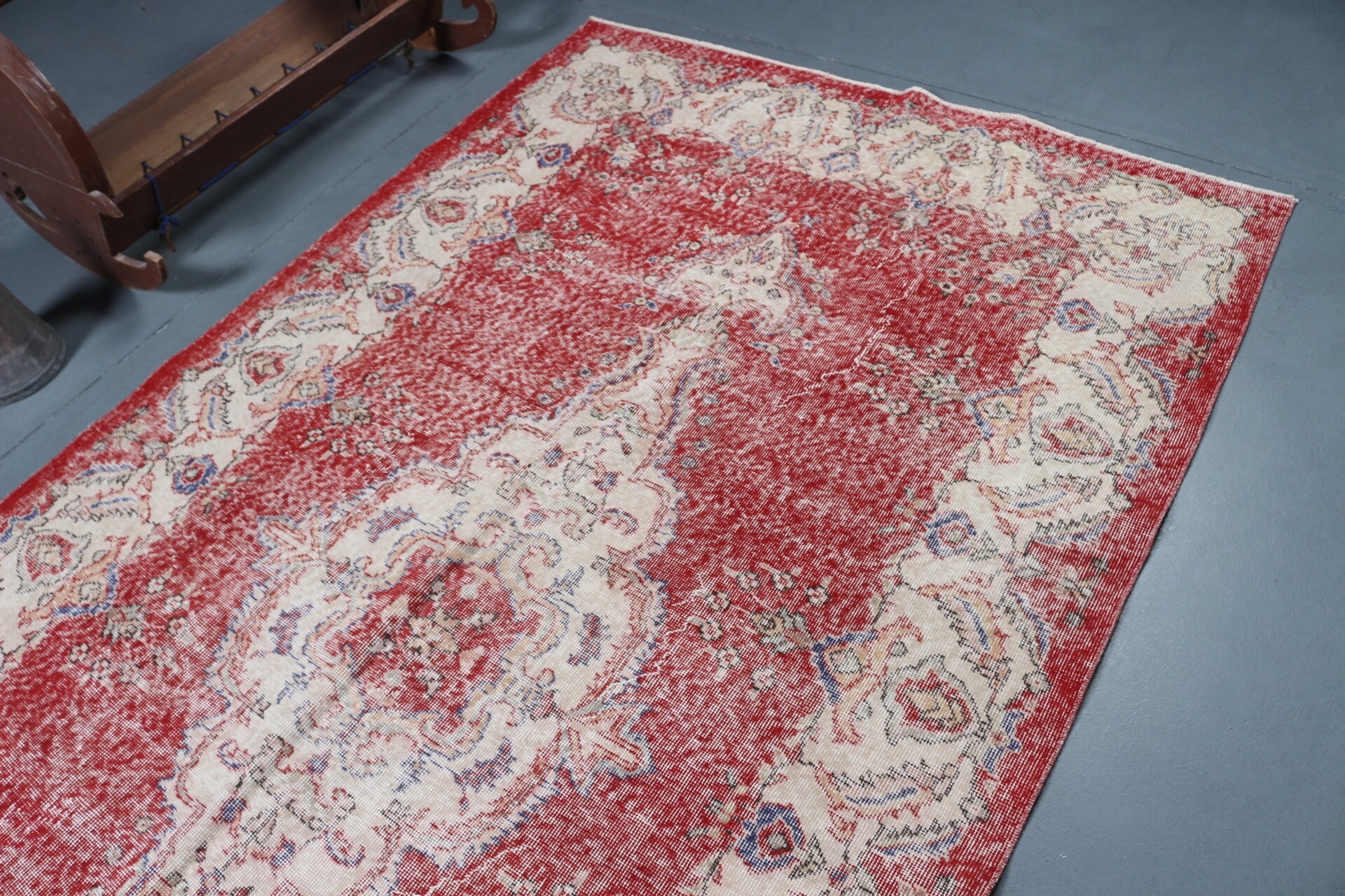 Salon Rug, Vintage Rugs, Red Home Decor Rug, 5.2x8.8 ft Large Rugs, Turkish Rug, Oriental Rug, Hand Knotted Rug, Bedroom Rug, Floor Rugs