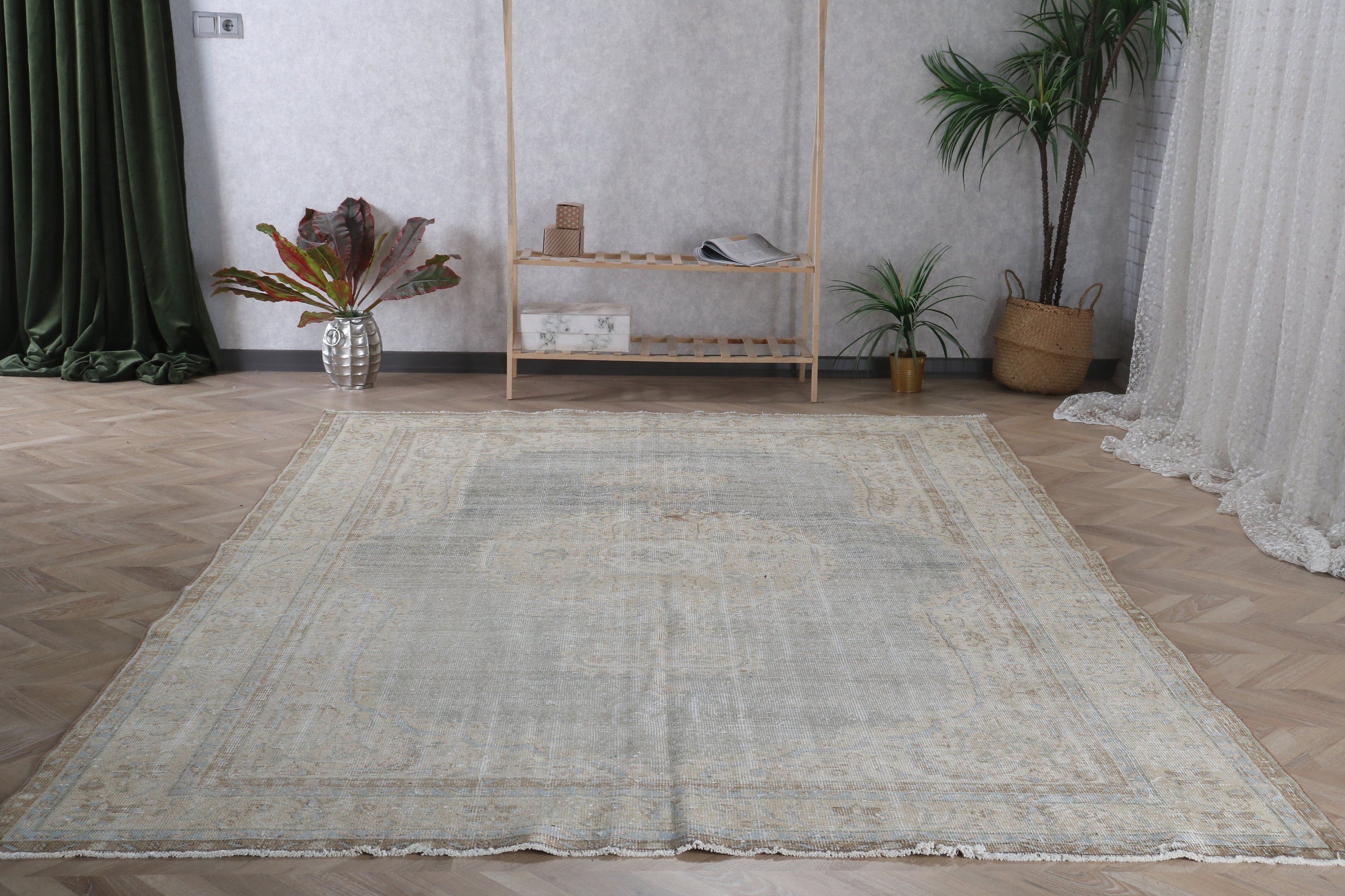 6.7x10.4 ft Large Rugs, Turkish Rugs, Vintage Rugs, Large Boho Rug, Neutral Rugs, Salon Rug, Moroccan Rugs, Beige Luxury Rugs, Artistic Rug