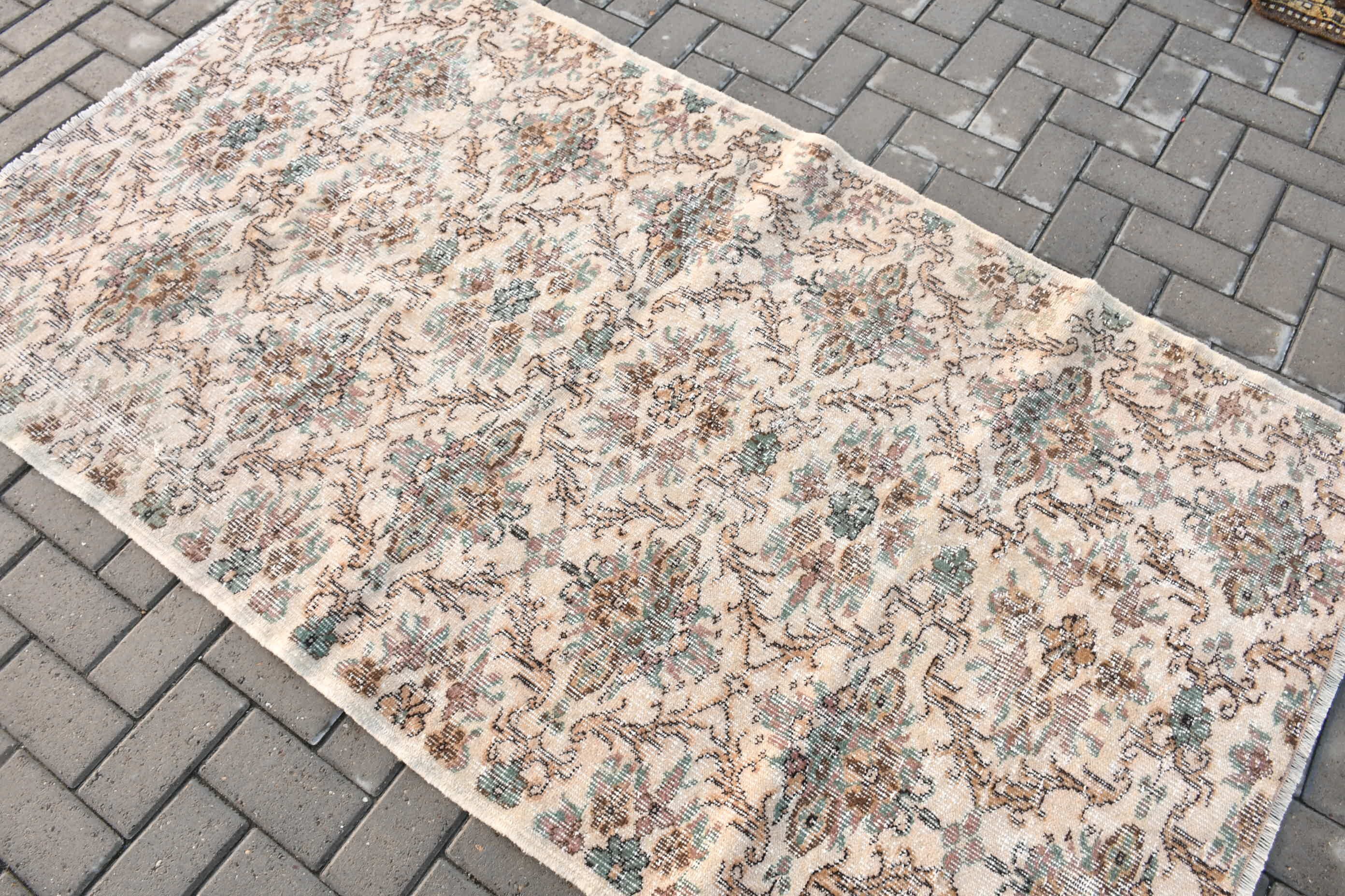 Outdoor Rug, 3.9x6.8 ft Area Rug, Nursery Rug, Rugs for Bedroom, Oriental Rug, Vintage Rug, Turkish Rugs, Beige Kitchen Rugs