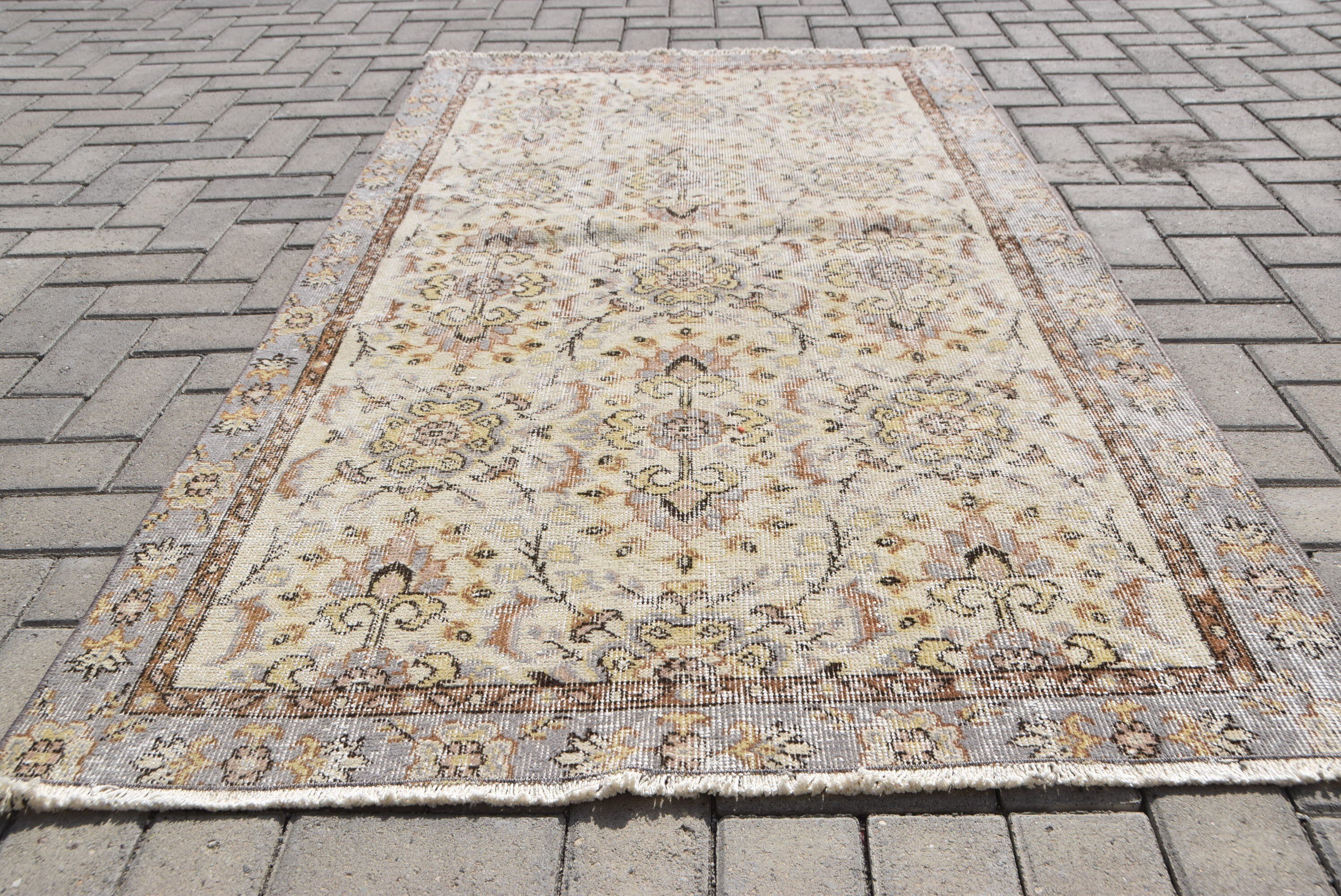 Pastel Rug, Nursery Rug, Floor Rug, Brown Oushak Rugs, 3.5x6.4 ft Accent Rug, Home Decor Rugs, Bedroom Rug, Turkish Rugs, Vintage Rugs