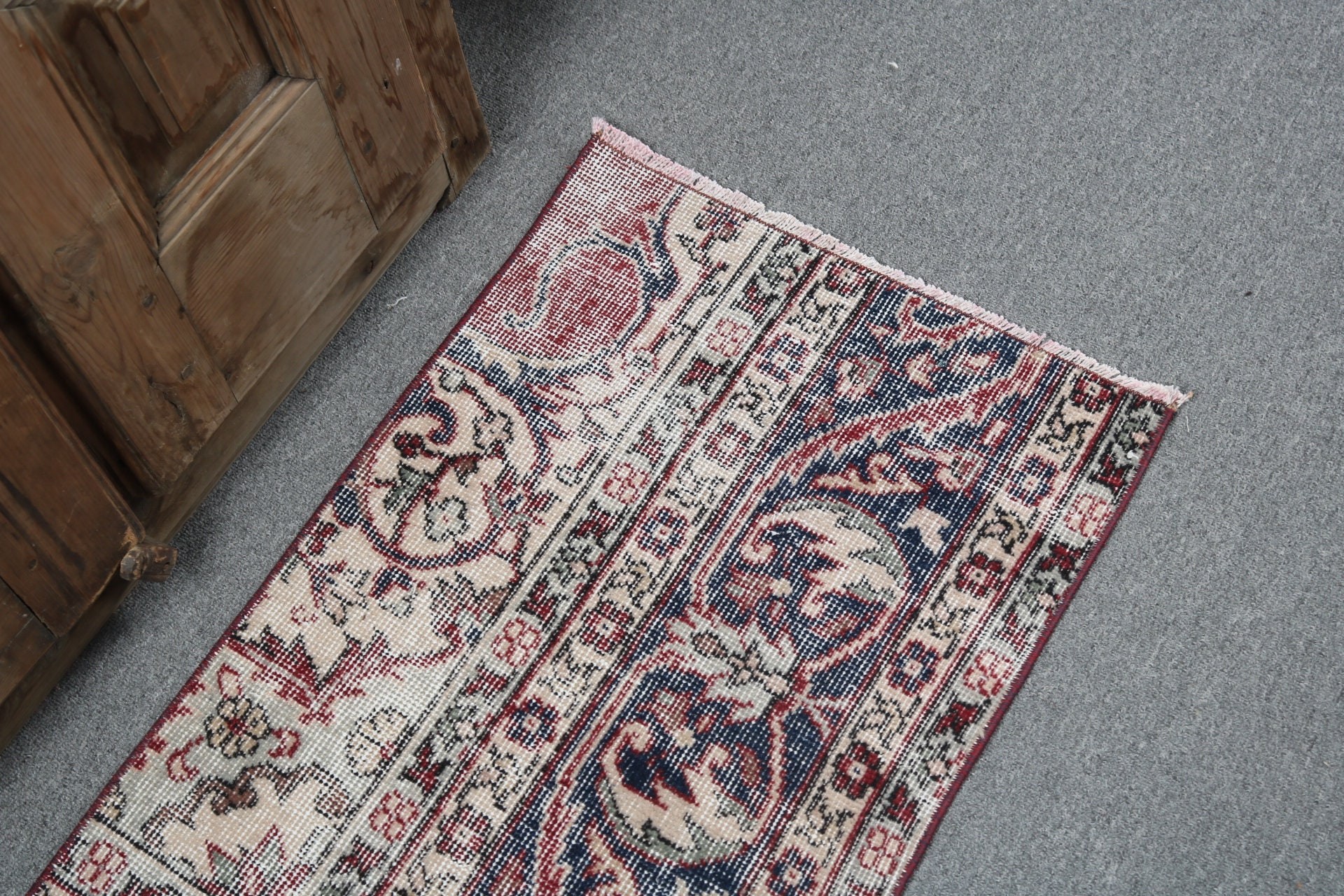 Floor Rugs, Anatolian Rugs, Vintage Rug, Small Area Rug, Turkish Rug, Blue Neutral Rugs, 1.6x3.2 ft Small Rugs, Tribal Rugs, Door Mat Rug