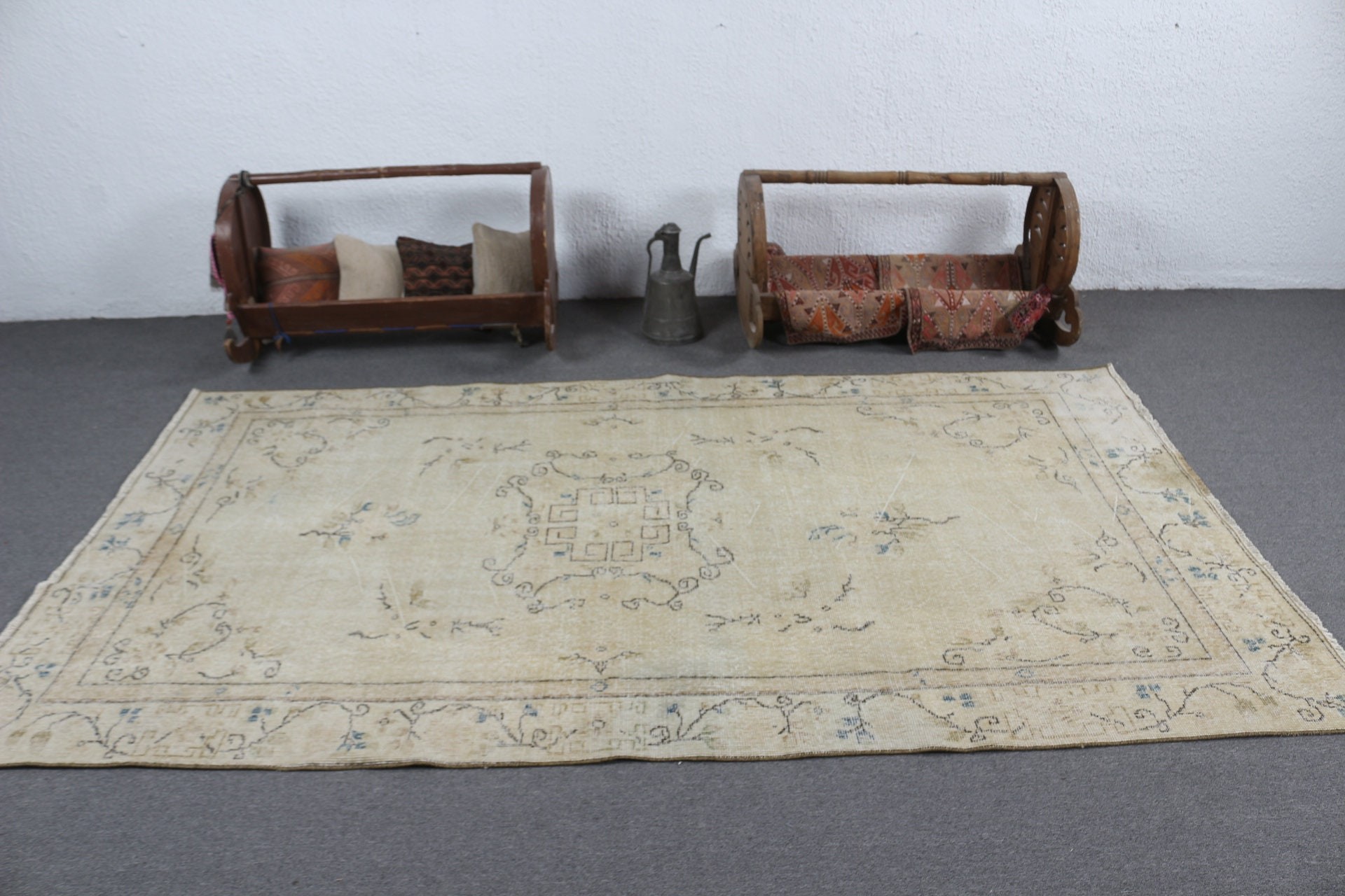 Salon Halıları, Yatak Odası Halısı, Vintage Halı, Yün Halı, Özel Halı, Soğuk Halı, Bej 4,9x8,7 ft Büyük Halılar, Türk Halısı, Salon Halısı