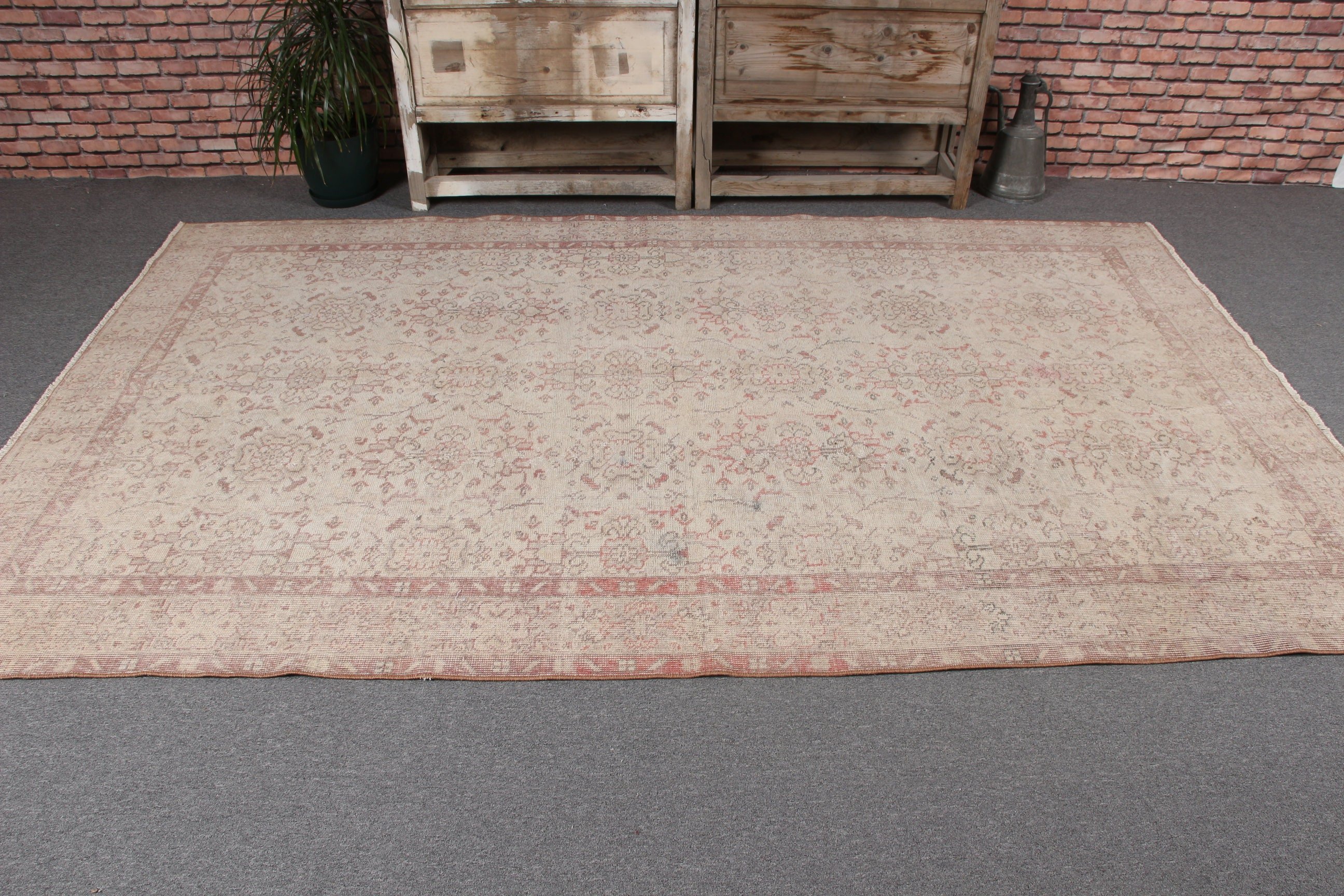 Dining Room Rug, Beige Wool Rugs, 5.5x9 ft Large Rugs, Oriental Rugs, Large Wool Rug Rugs, Turkish Rug, Salon Rug, Wool Rugs, Vintage Rugs