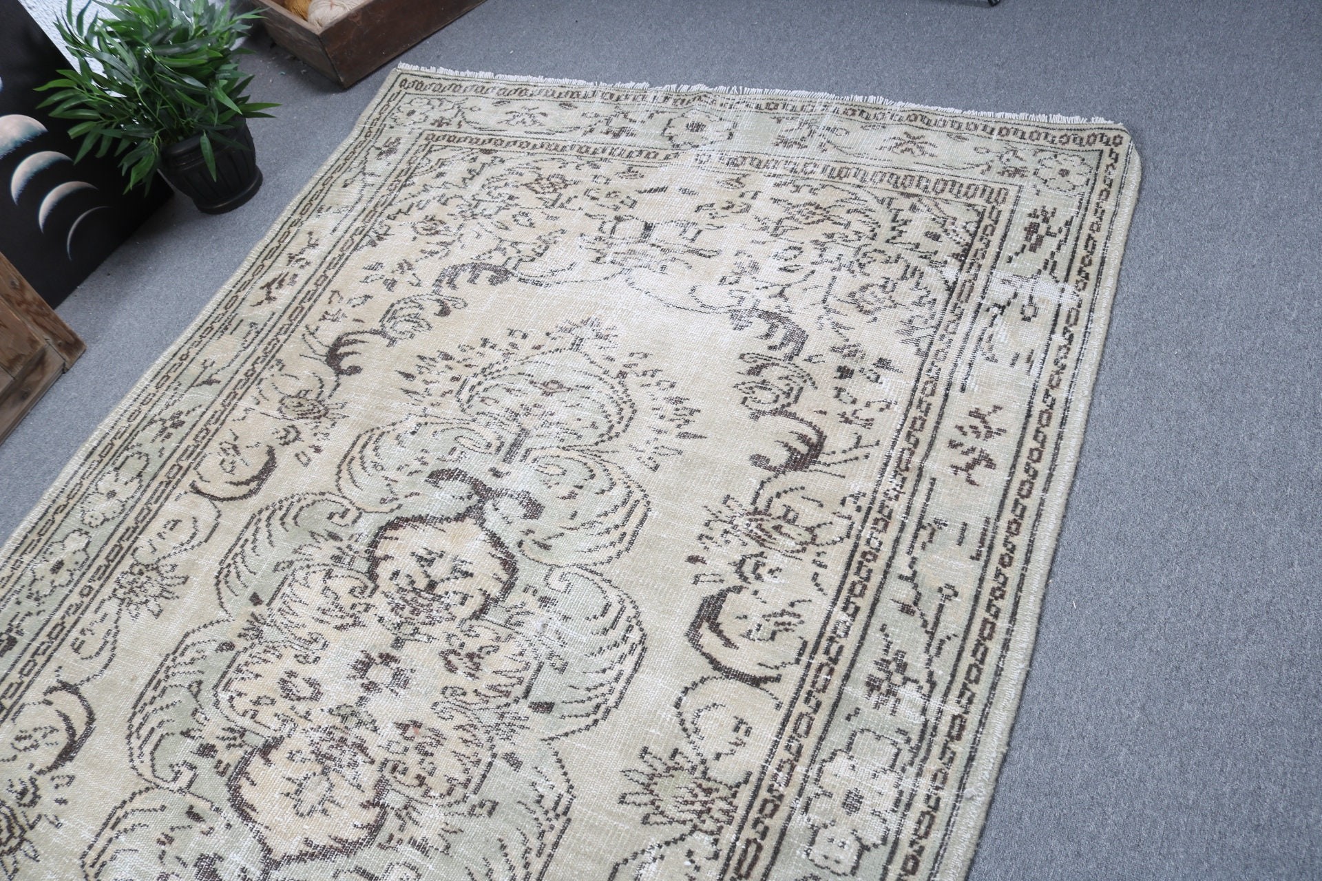 Türk Halısı, Büyük Vintage Halı, 5.3x8.3 ft Büyük Halı, Anadolu Halısı, Yeşil Ev Dekor Halısı, Vintage Halı, Lüks Halı, Yemek Odası Halıları