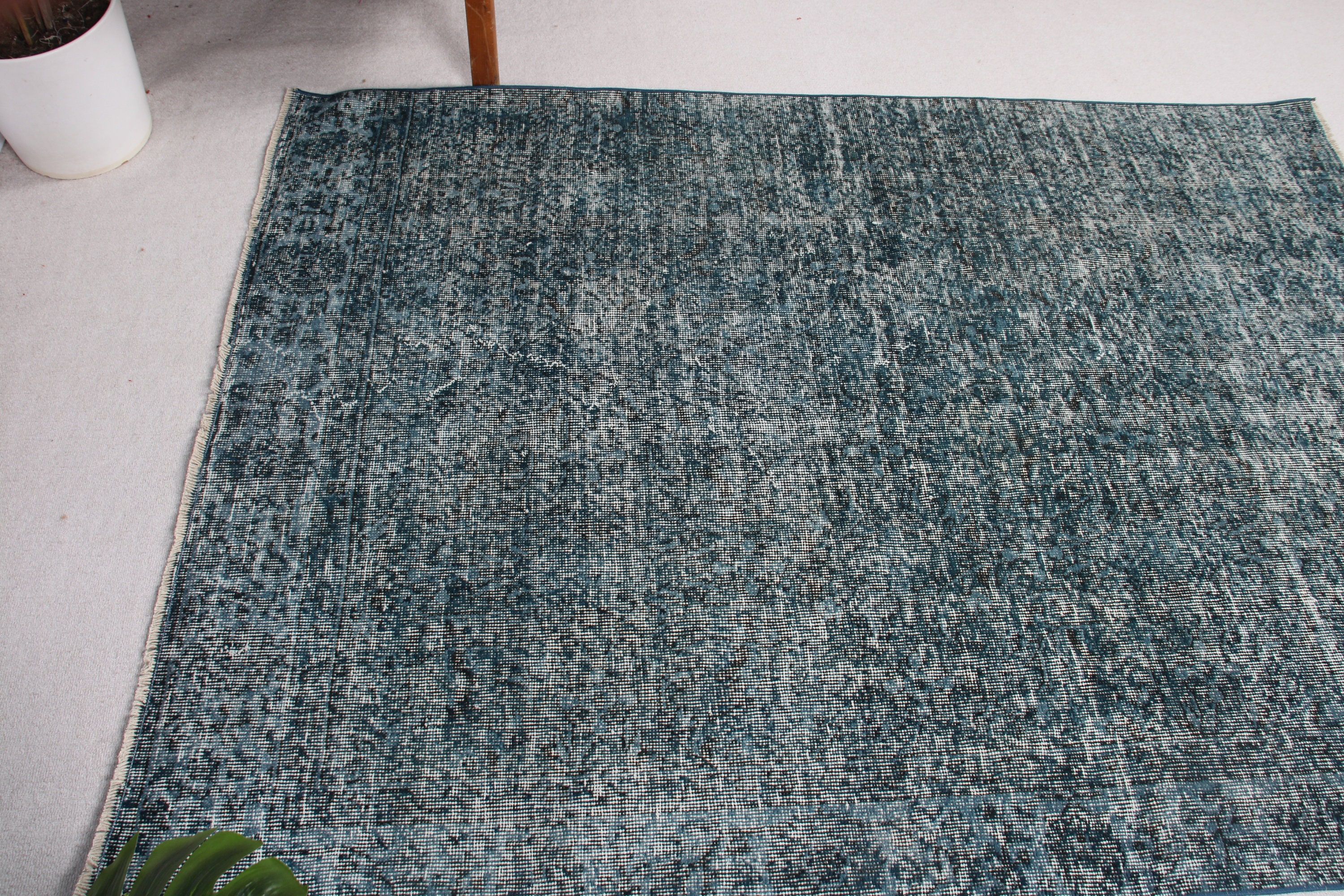 4.7x6.3 ft Area Rug, Blue Anatolian Rug, Neutral Rug, Bedroom Rug, Aesthetic Rugs, Kitchen Rug, Turkish Rugs, Vintage Rug, Dining Room Rugs