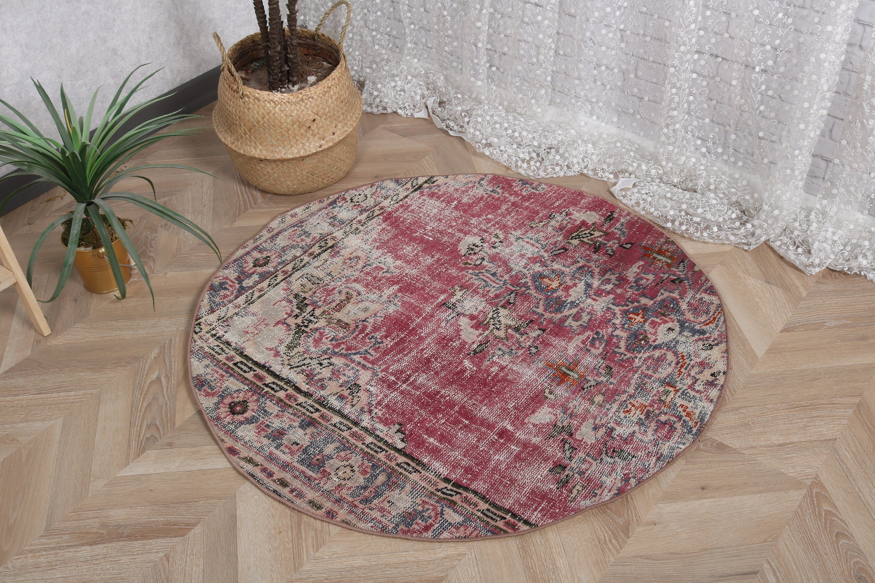 Küçük Vintage Halılar, Türk Halısı, 3.5x3.5 ft Küçük Halı, Küçük Boho Halıları, Mor Modern Halı, Ev Dekorasyonu Halıları, Boho Halısı, Vintage Halı