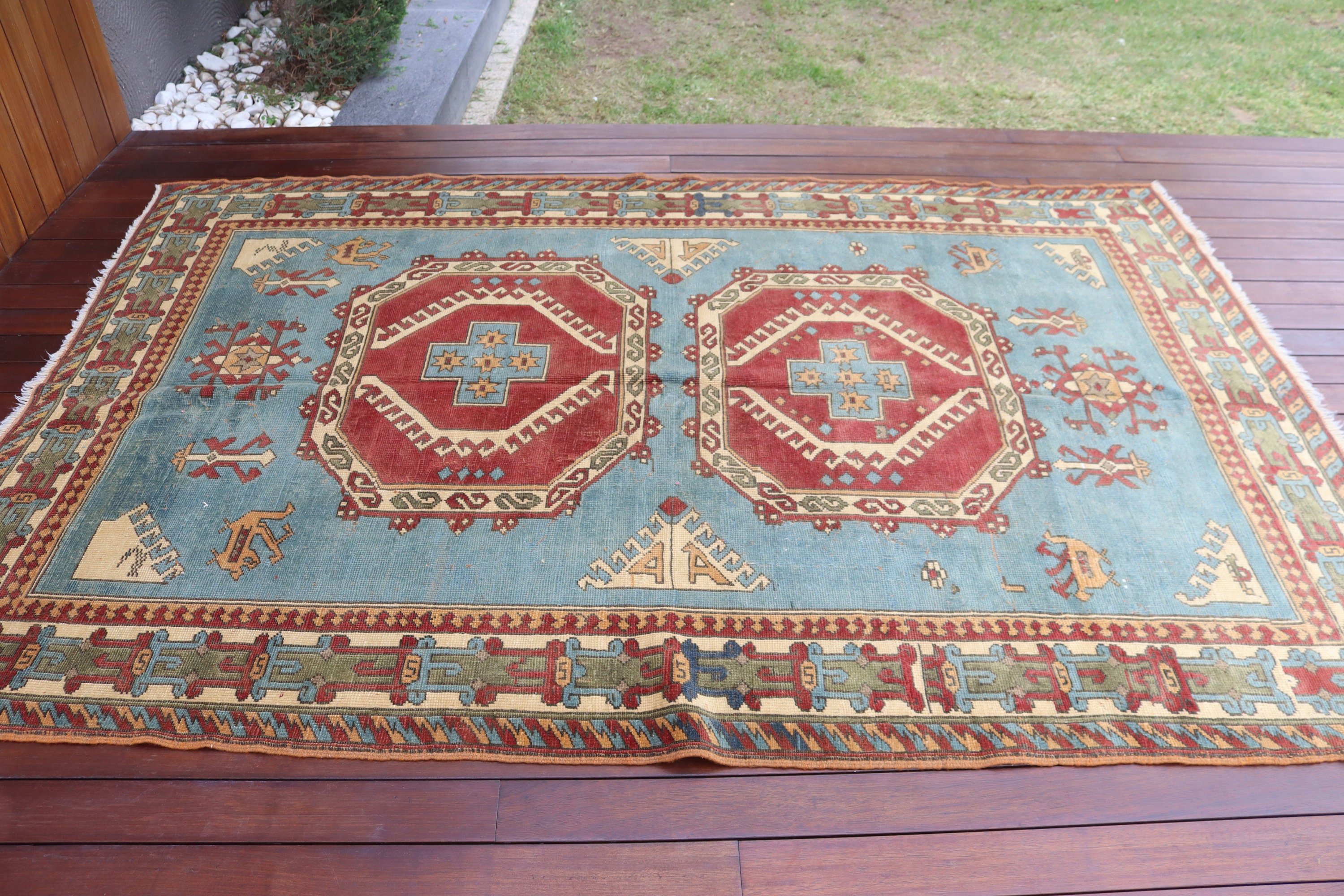 Green Kitchen Rug, Luxury Rug, Anatolian Rug, Living Room Rugs, Large Boho Rug, Turkish Rugs, Vintage Rug, 5.2x8.1 ft Large Rugs