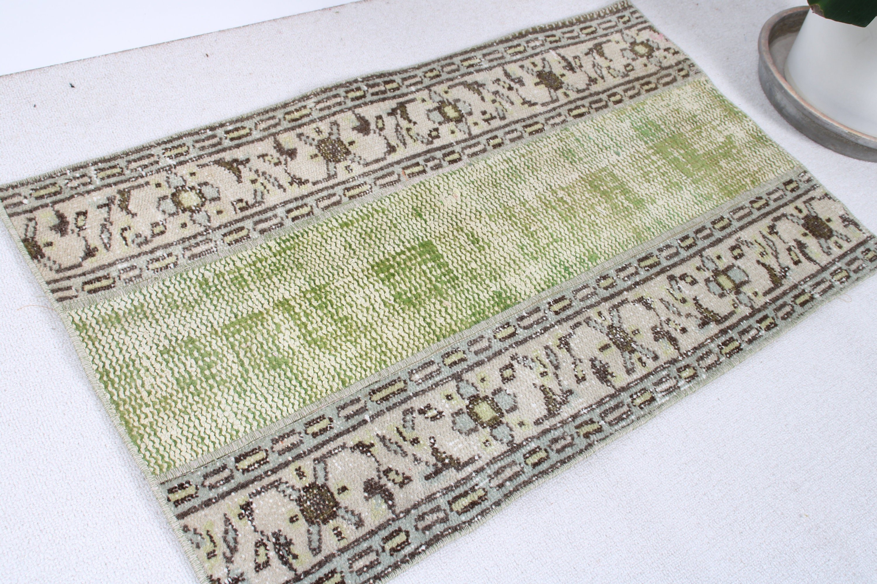 Kitchen Rugs, 1.9x3.2 ft Small Rug, Bath Mat Boho Rug, Turkish Rug, Green Boho Rug, Bedroom Rugs, Vintage Rug, Car Mat Rugs, Geometric Rugs