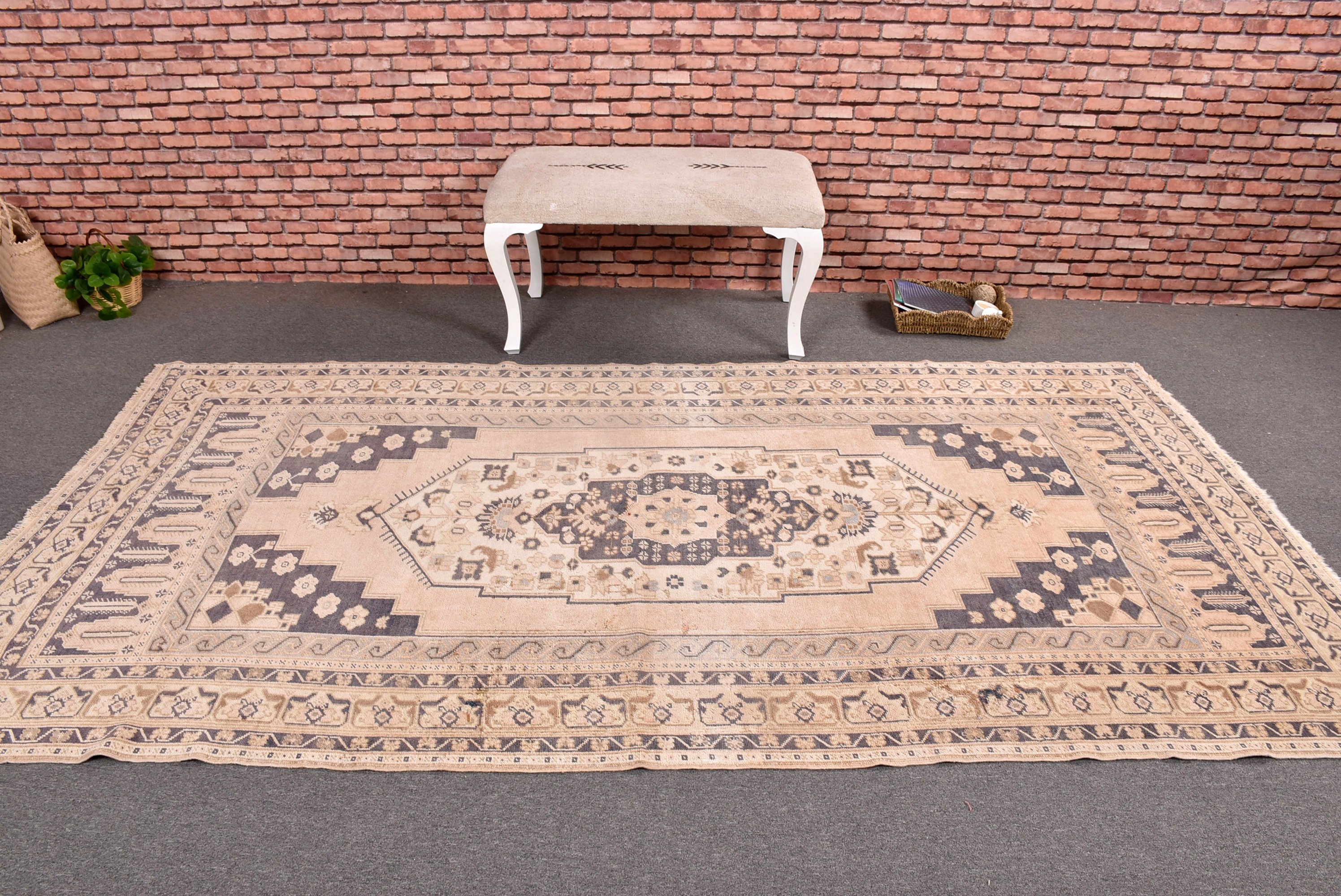 Salon Halıları, Vintage Halılar, Türk Halısı, Büyük Boho Halıları, 4,9x9,4 ft Büyük Halılar, Bej Düz Dokuma Halı, Havalı Halı, Lüks Halı, Modern Halılar