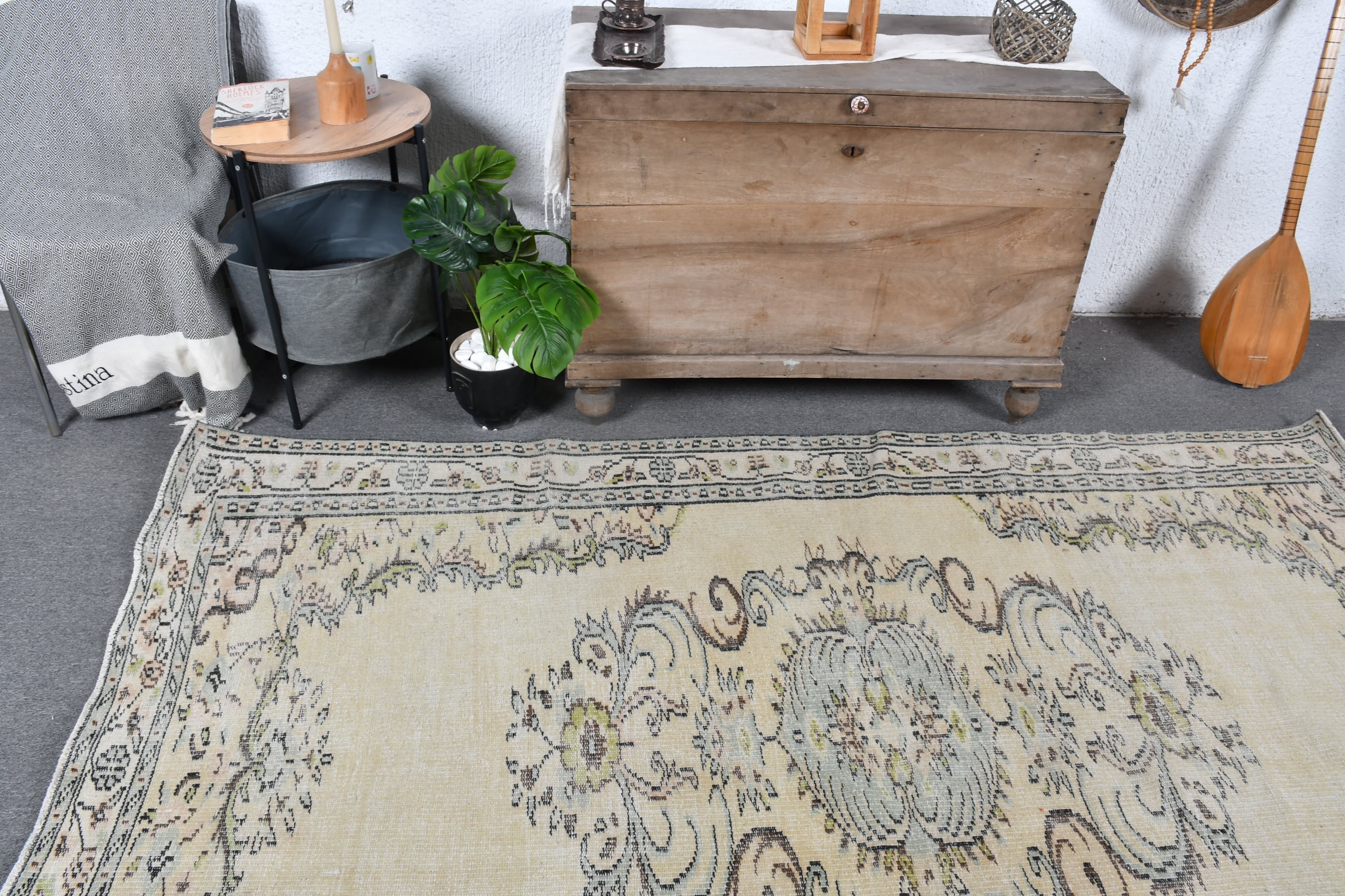 Living Room Rug, Turkish Rugs, Home Decor Rugs, Beige  5.2x8.2 ft Large Rug, Oriental Rugs, Vintage Rug, Dining Room Rug