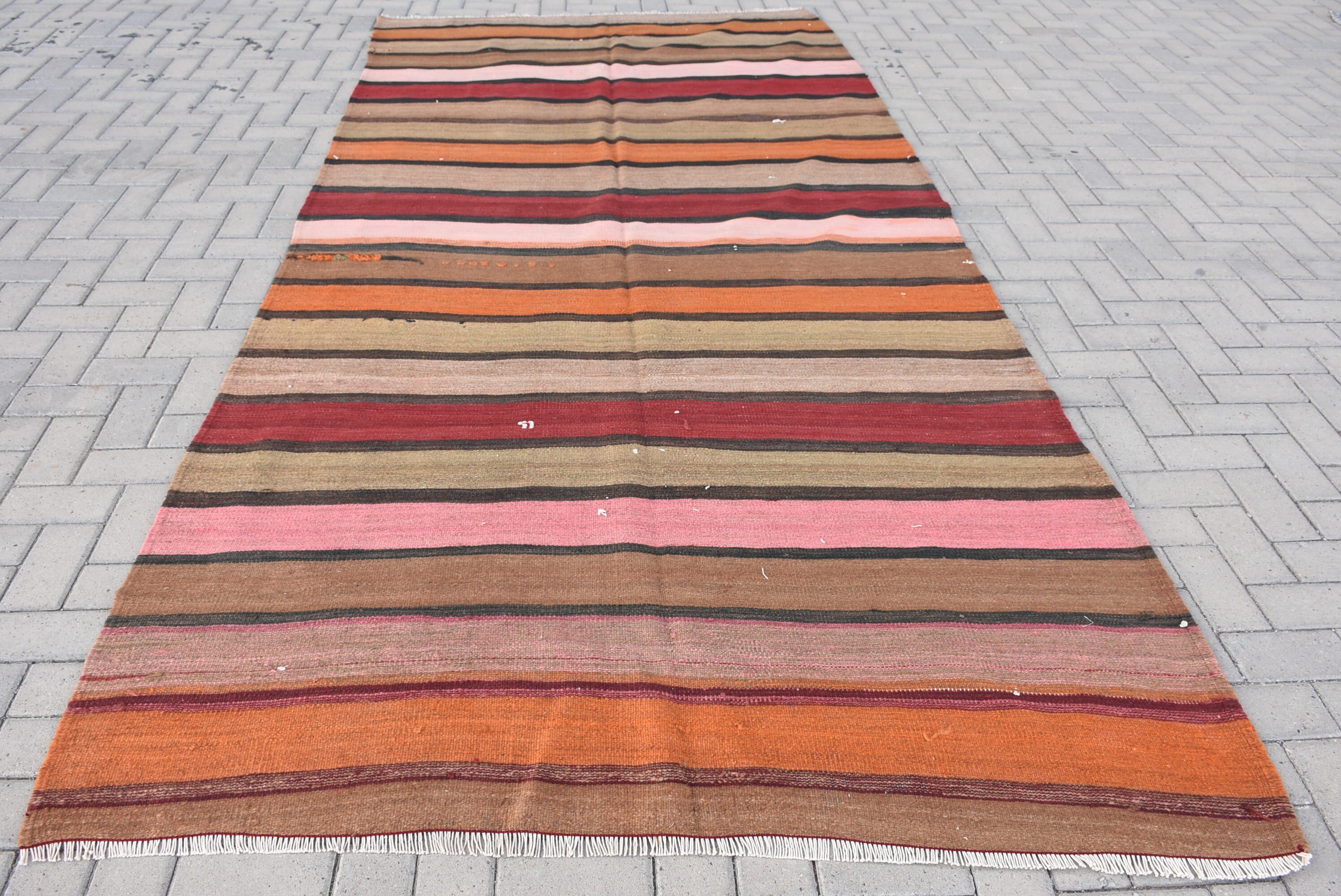 Turuncu Mutfak Kilim, 169x344 cm Salon Kilim, Türk Kilim, Salon Kilim, Anadolu Kilim, Oturma odası Kilim, Yemek odası Kilim