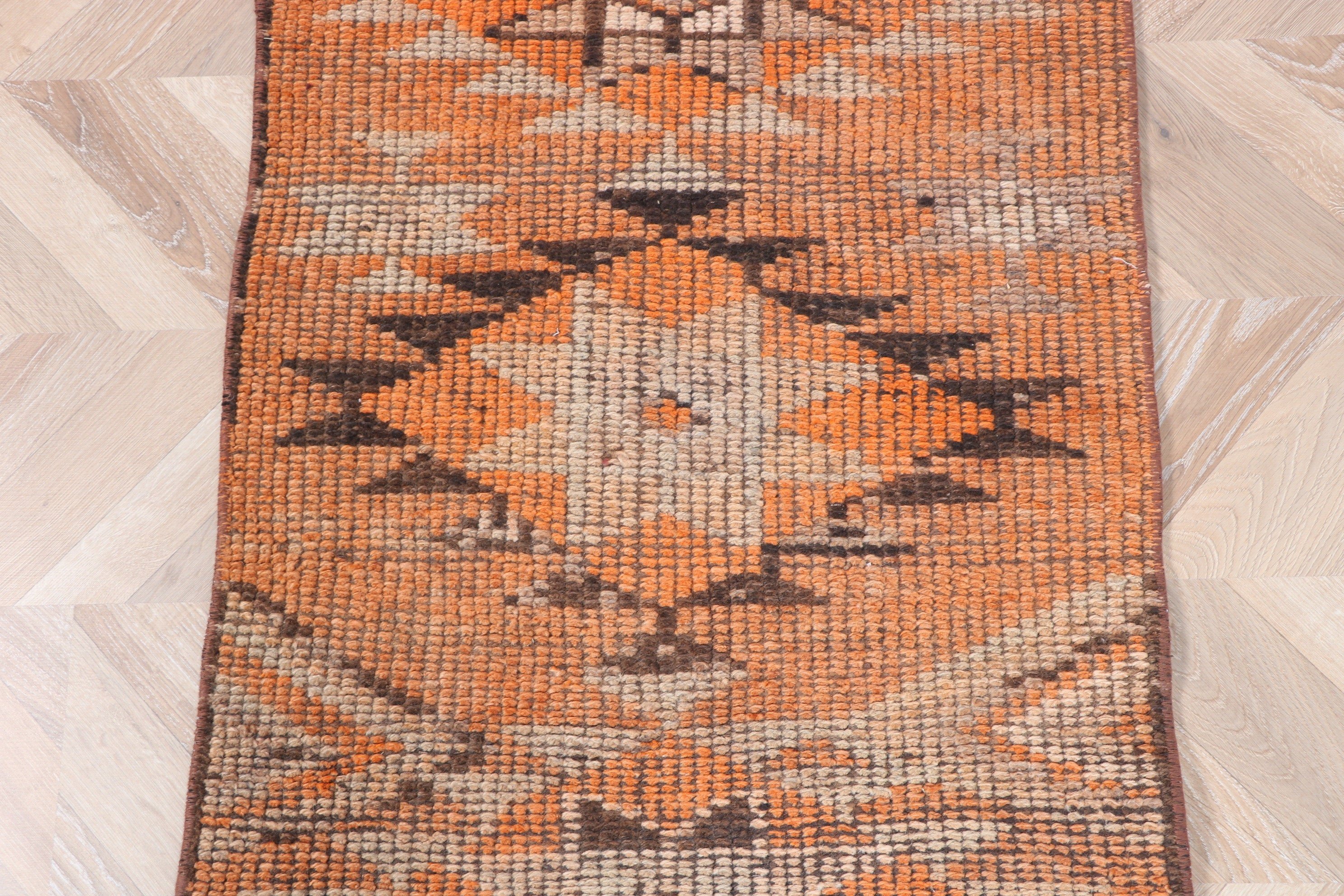 Home Decor Rugs, Orange  2x11.8 ft Runner Rugs, Kitchen Rug, Turkish Rug, Flatweave Rugs, Vintage Rug, Vintage Runner Rug